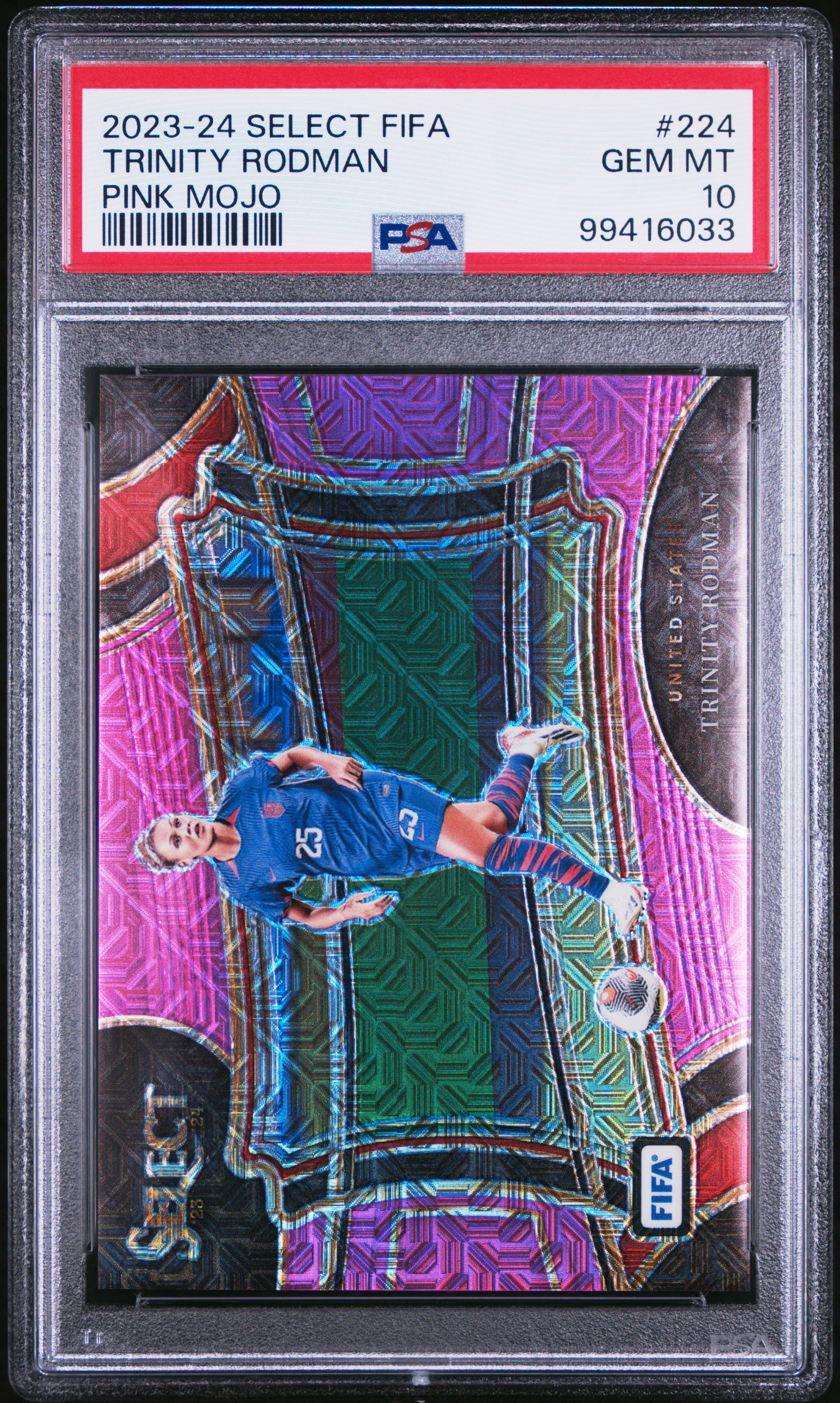 2023-24 Panini Select Fifa Trinity Rodman #224 (Pink Mojo) Gem Mt 10 front