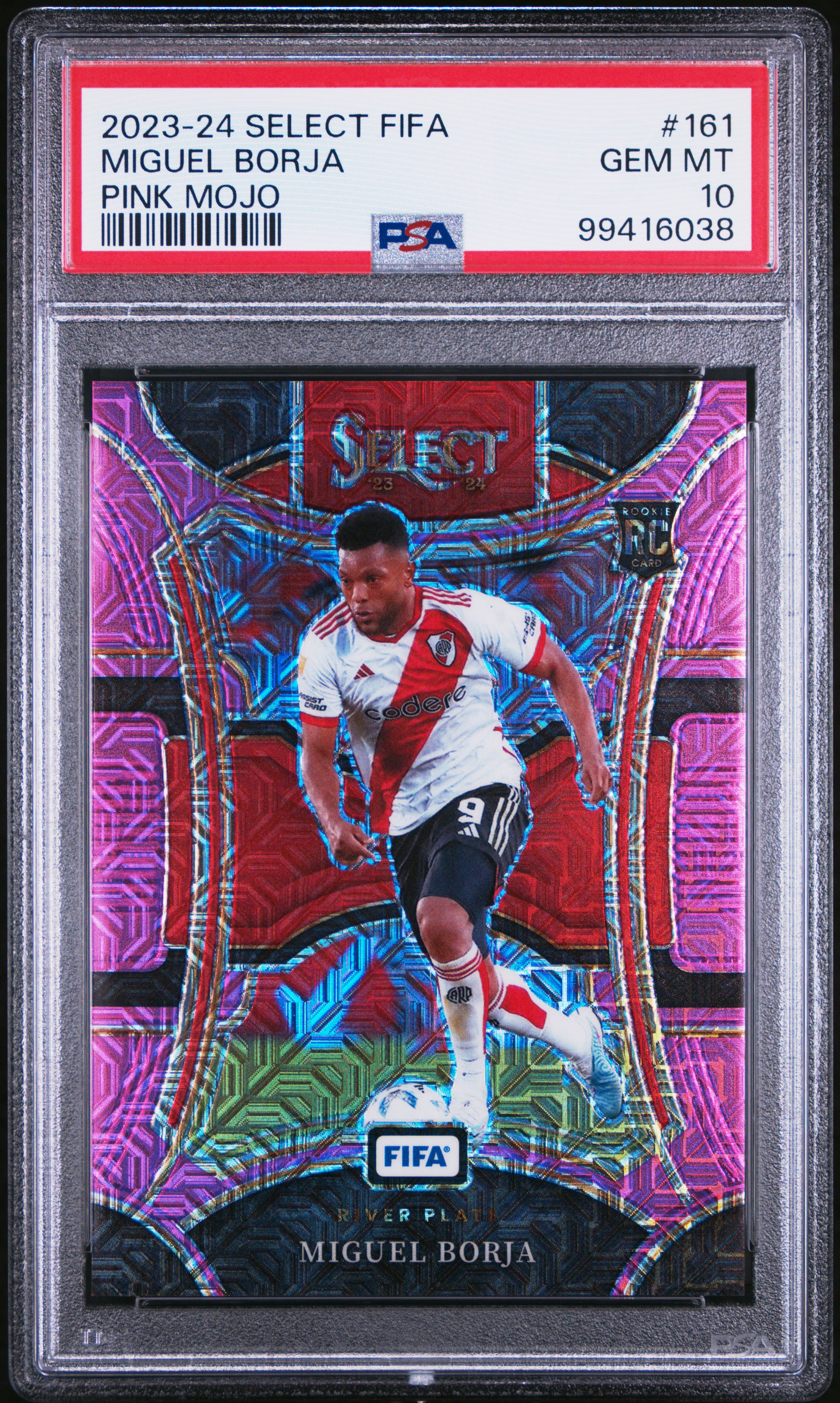 2023-24 Panini Select Fifa Miguel Borja #161 (Pink Mojo) Gem Mt 10 front