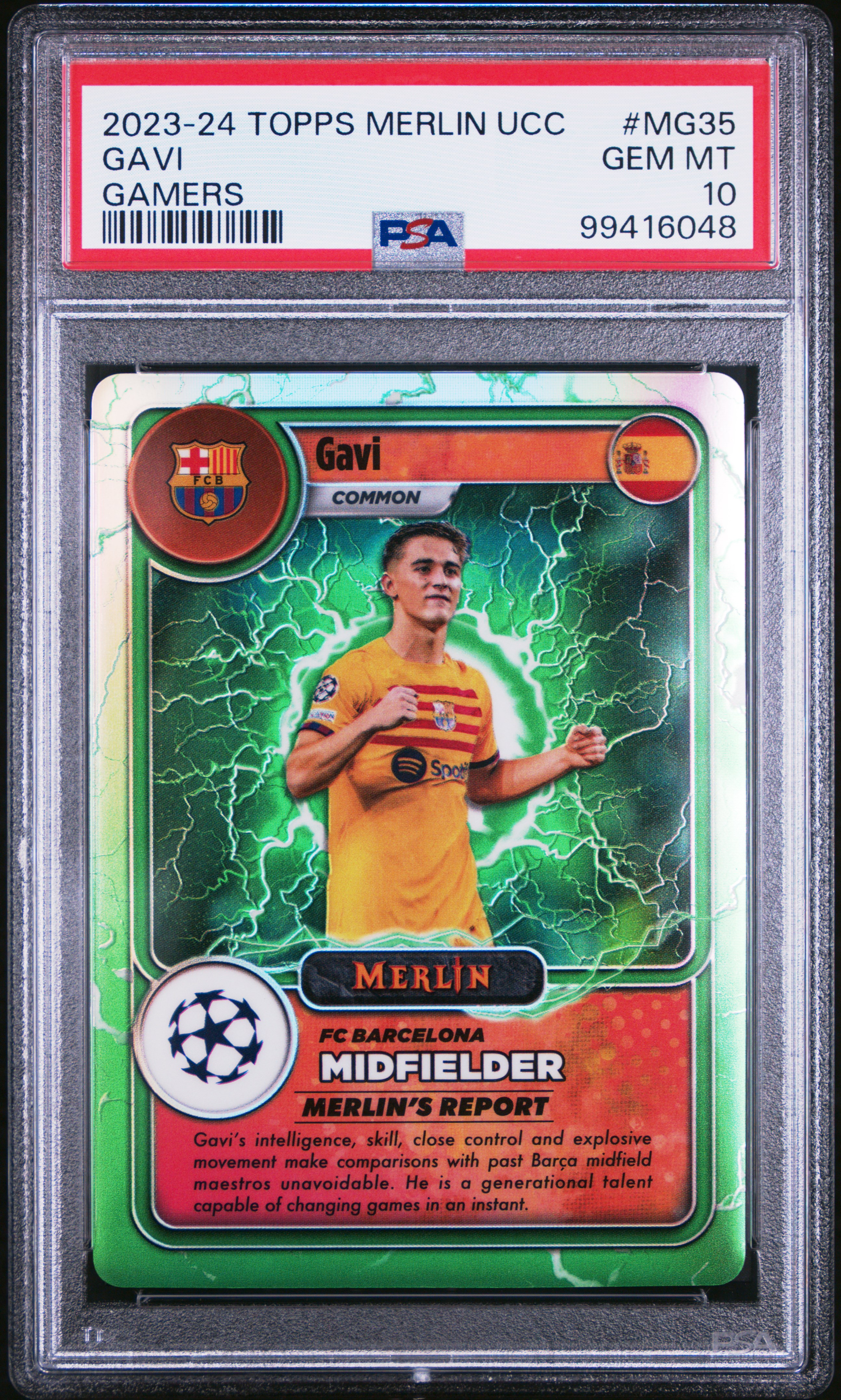 2023-24 Topps Merlin Uefa Club Competitions Merlin's Gamers Gavi #Mg35 Gem Mt 10 front