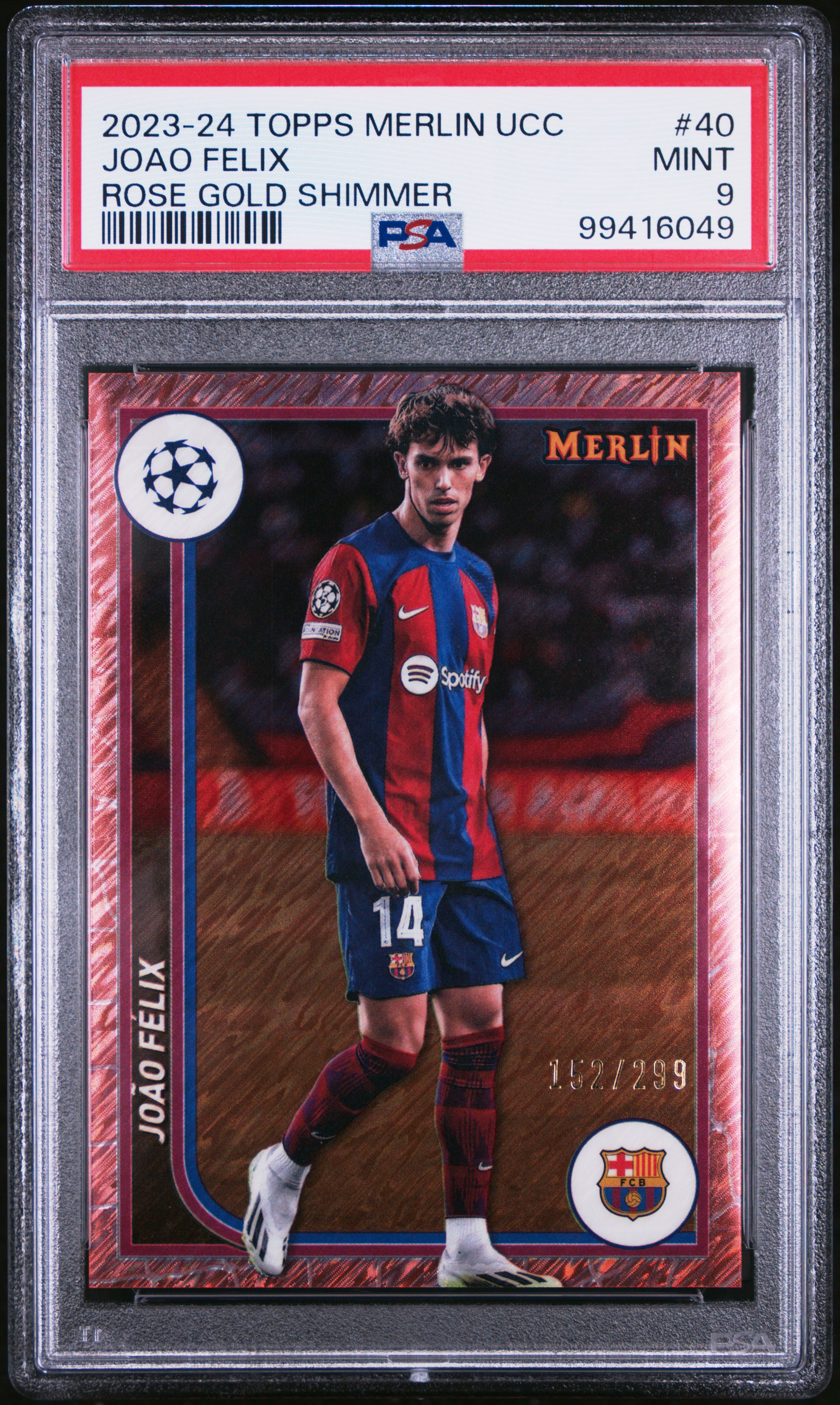 2023-24 Topps Merlin Uefa Club Competitions Joao Felix #40 (Rose Gold Shimmer) Mint 9 front