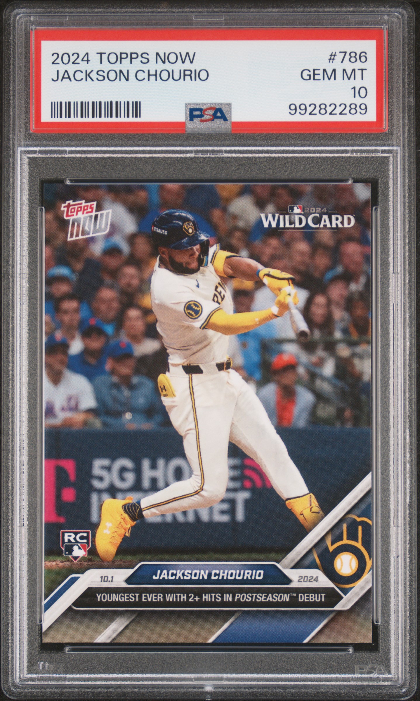 2024 Topps Now Jackson Chourio #786 Gem Mt 10 front