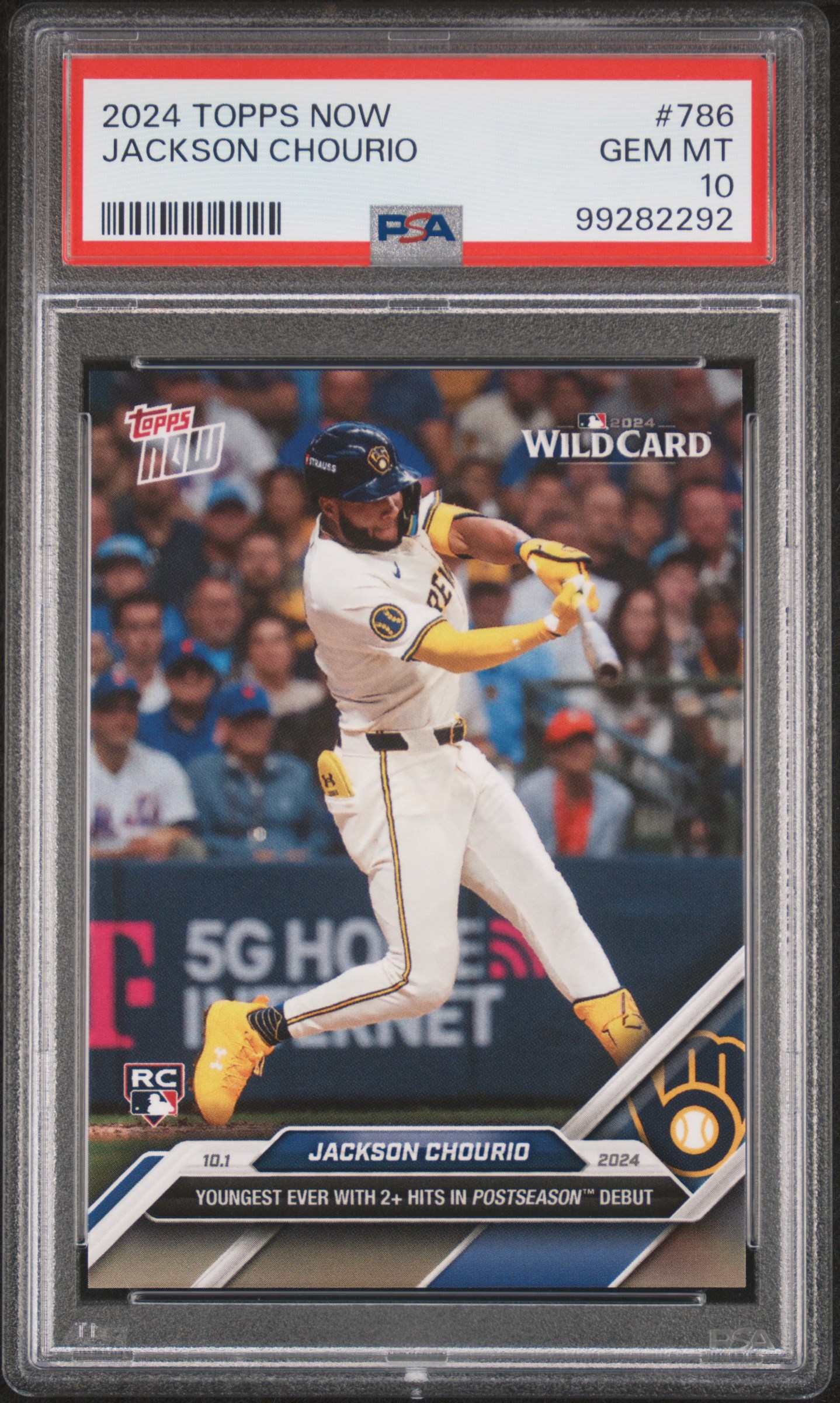 2024 Topps Now Jackson Chourio #786 Gem Mt 10 front