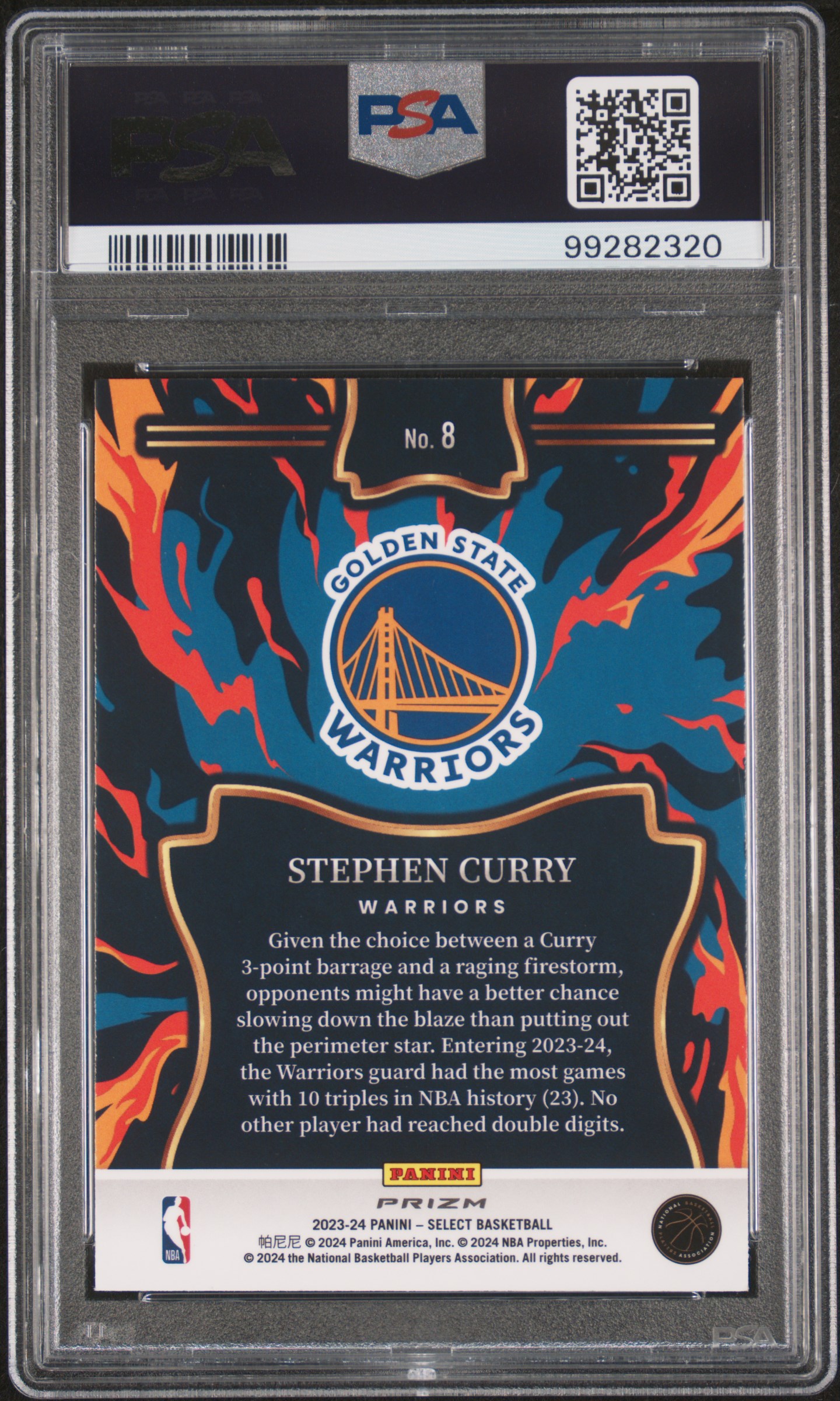 2023 Panini Select En Fuego Stephen Curry #8 (En Fuego-Silver Prizm) Nm-Mt 8 back