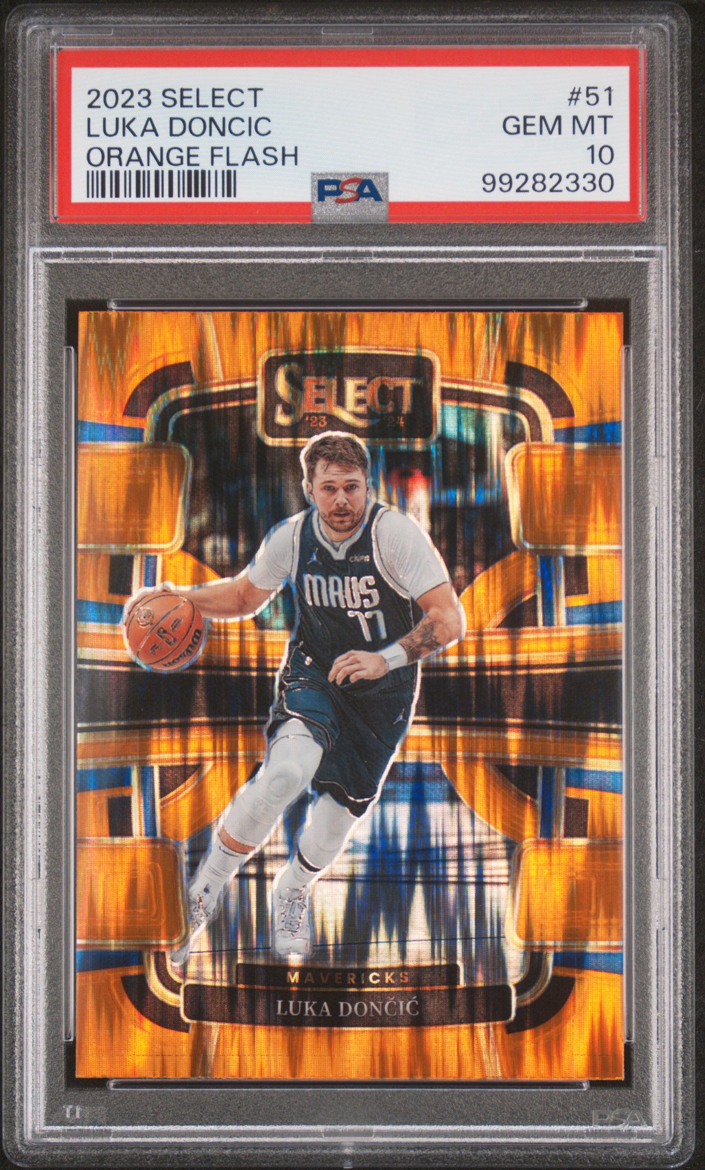 2023 Panini Select Luka Doncic #51 (Orange Flash) Gem Mt 10 front