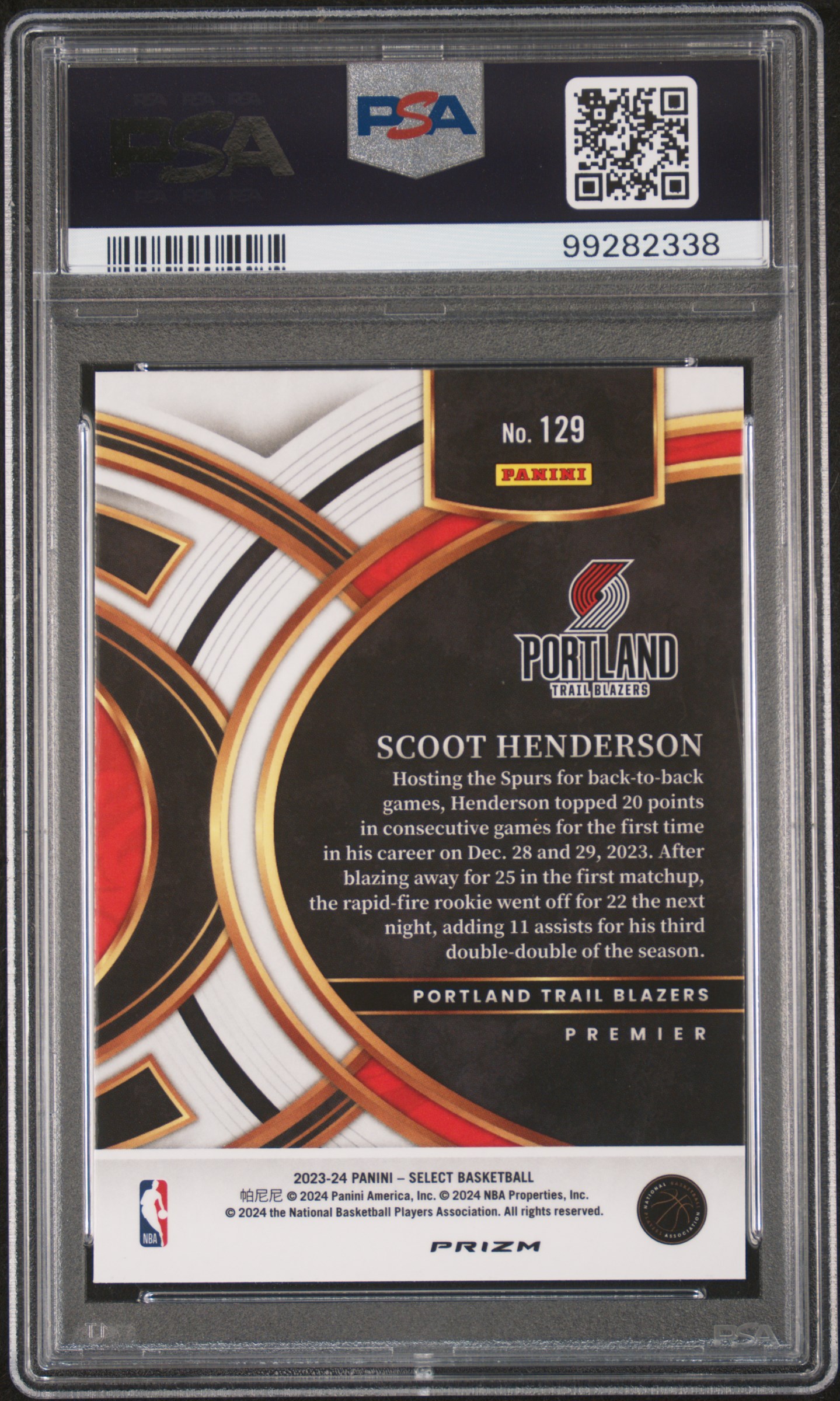 2023 Panini Select Scoot Henderson #129 (Silver Prizm) Ex-Mt 6 back