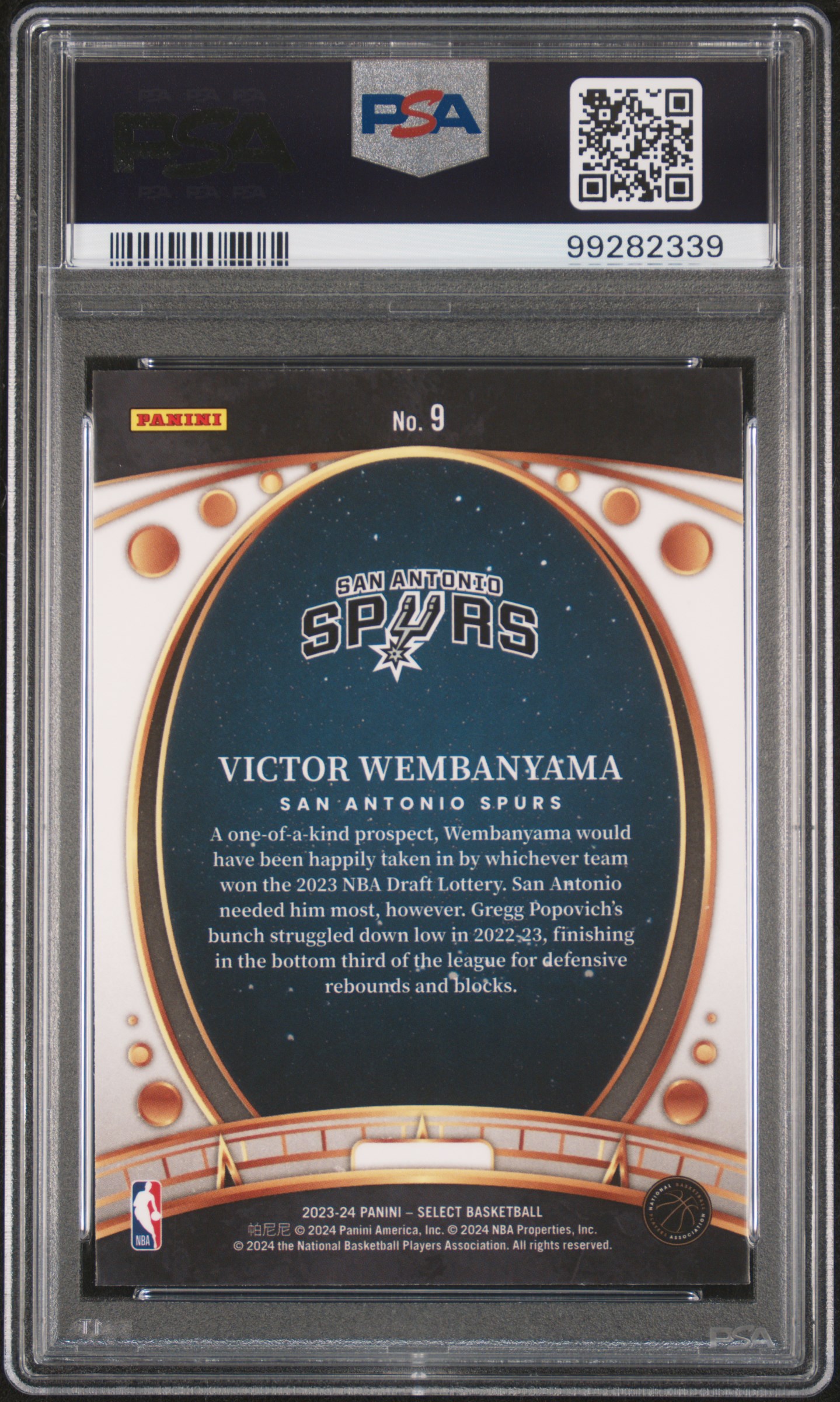 2023 Panini Select Lodestars Victor Wembanyama #9 Nm-Mt 8 back