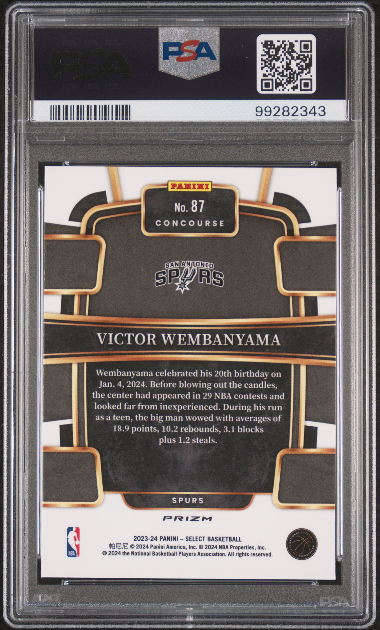 2023 Panini Select Victor Wembanyama #87 (Orange Flash) Nm-Mt 8 back