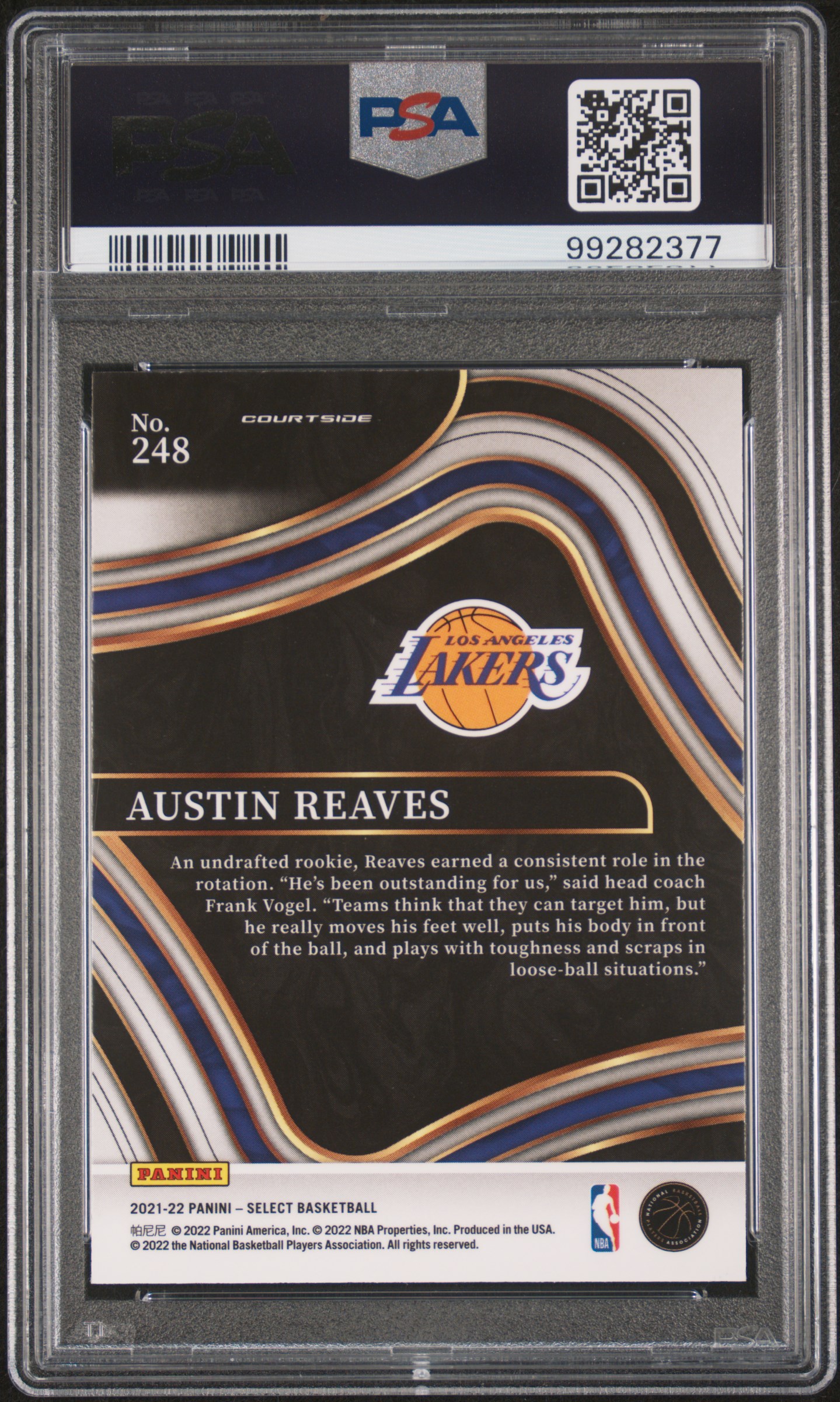 2021 Panini Select Austin Reaves #248 Gem Mt 10 back