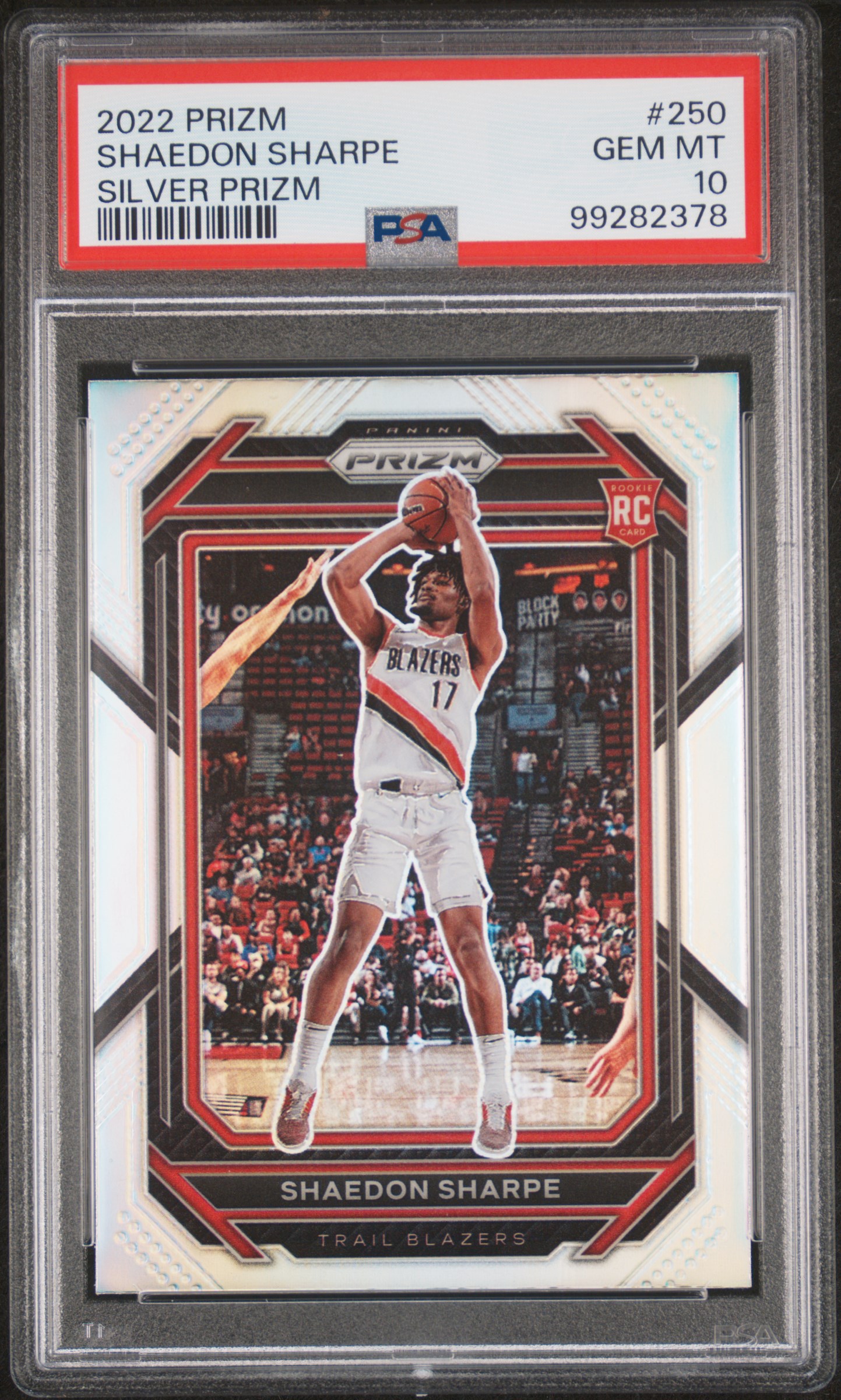 2022 Panini Prizm Shaedon Sharpe #250 (Silver Prizm) Gem Mt 10 front