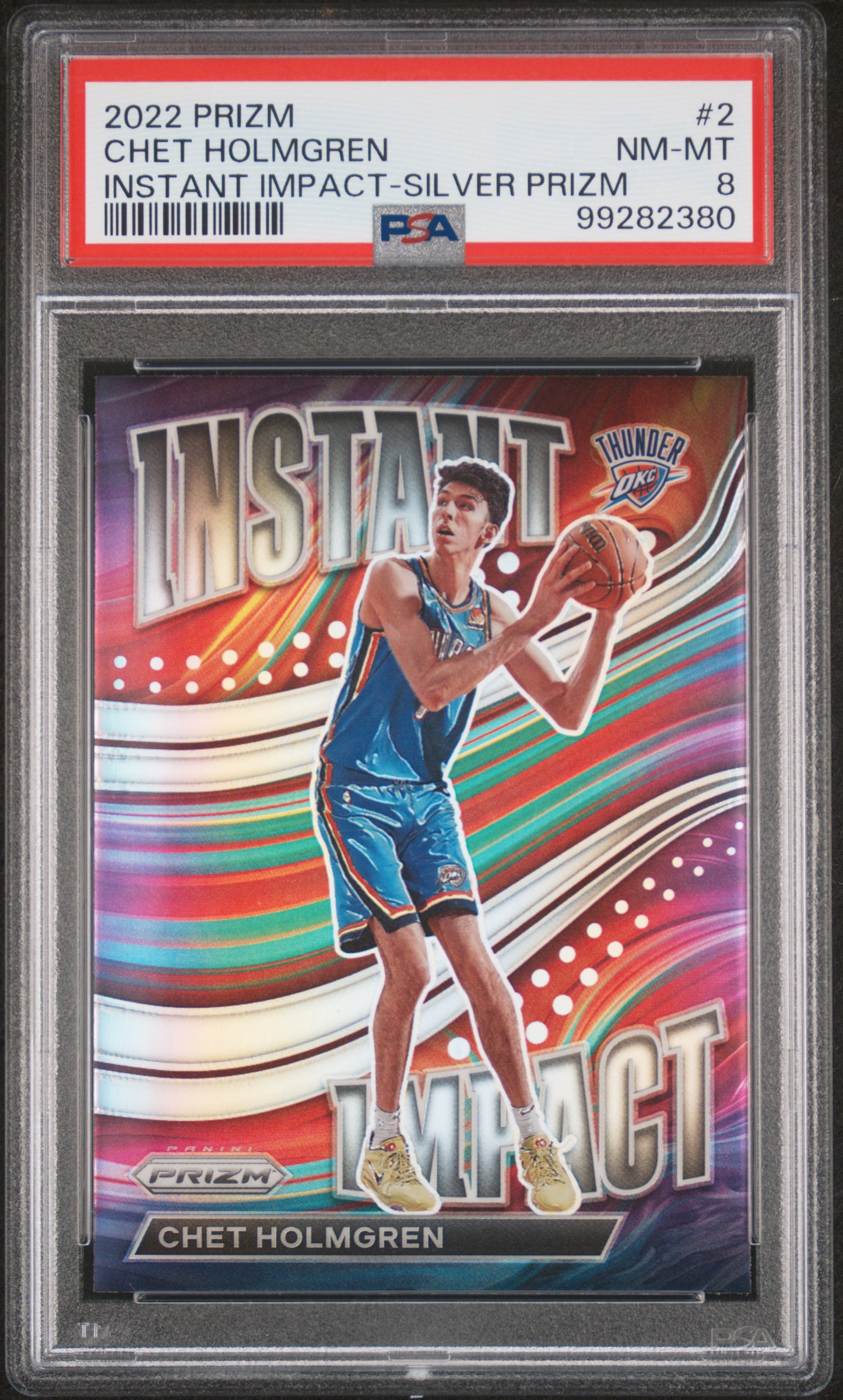2022 Panini Prizm Instant Impact Chet Holmgren #2 (Instant Impact-Silver Prizm) Nm-Mt 8 front