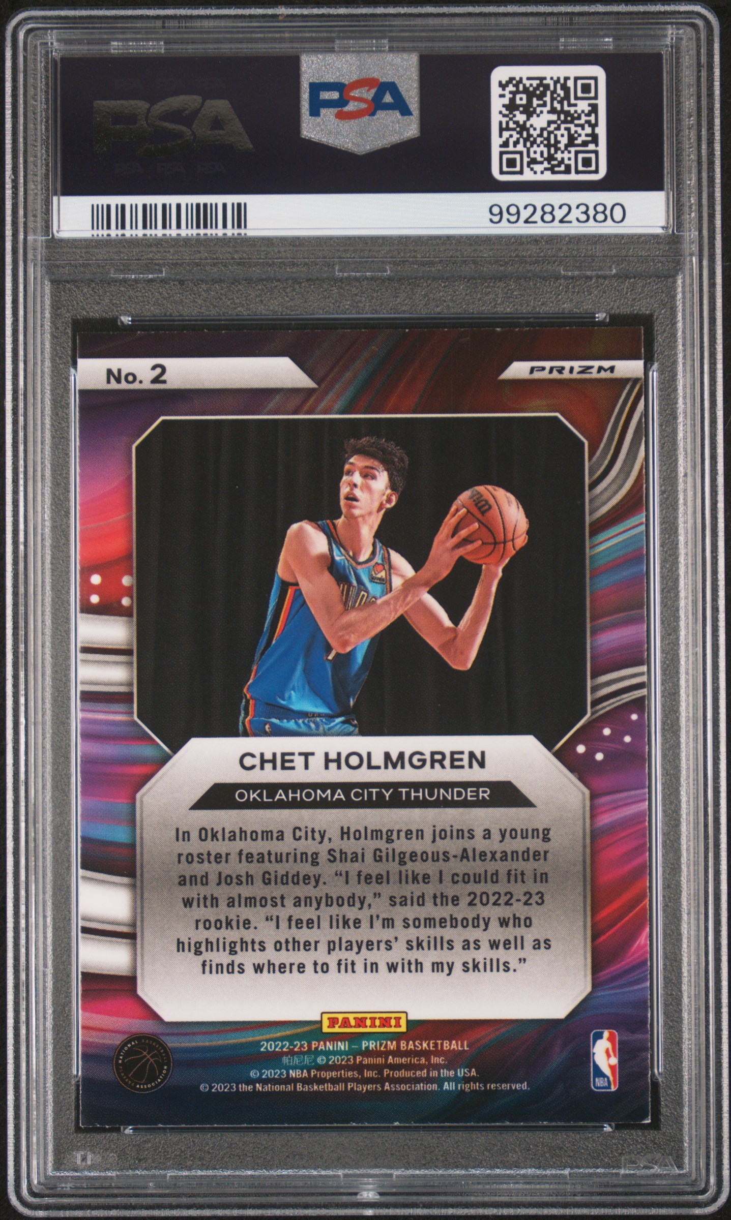 2022 Panini Prizm Instant Impact Chet Holmgren #2 (Instant Impact-Silver Prizm) Nm-Mt 8 back