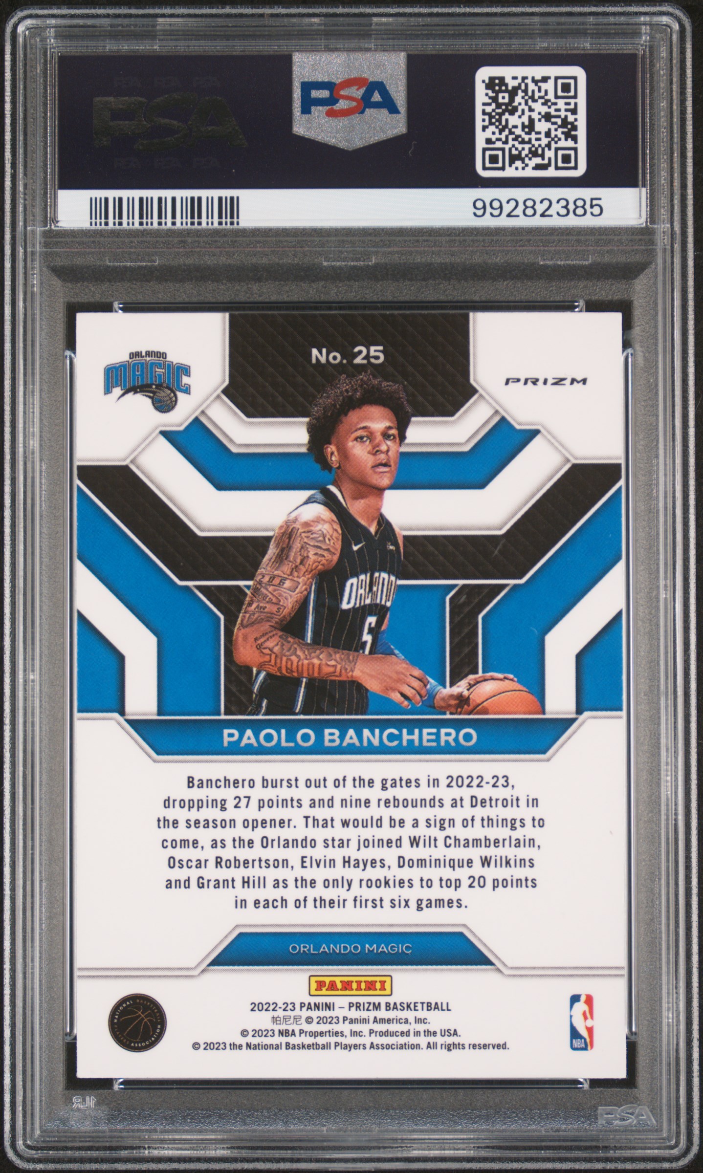 2022 Panini Prizm Emergent Paolo Banchero #25 (Emergent-Silver Prizm) Gem Mt 10 back