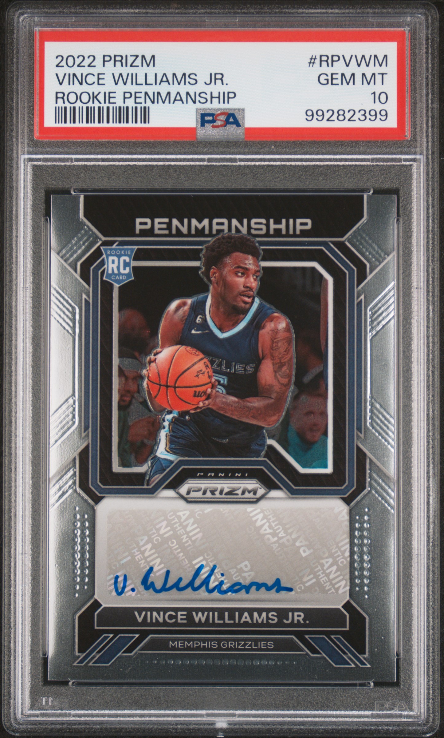 2022 Panini Prizm Rookie Penmanship Vince Williams Jr. #Rpvwm (Rookie Penmanship) Gem Mt 10 front
