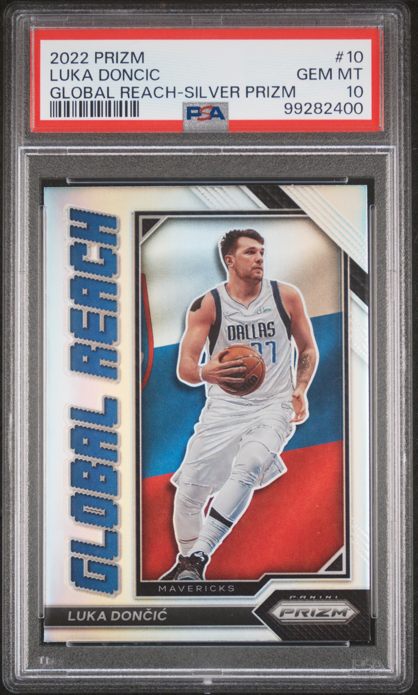 2022 Panini Prizm Global Reach Luka Doncic #10 (Global Reach-Silver Prizm) Gem Mt 10 front