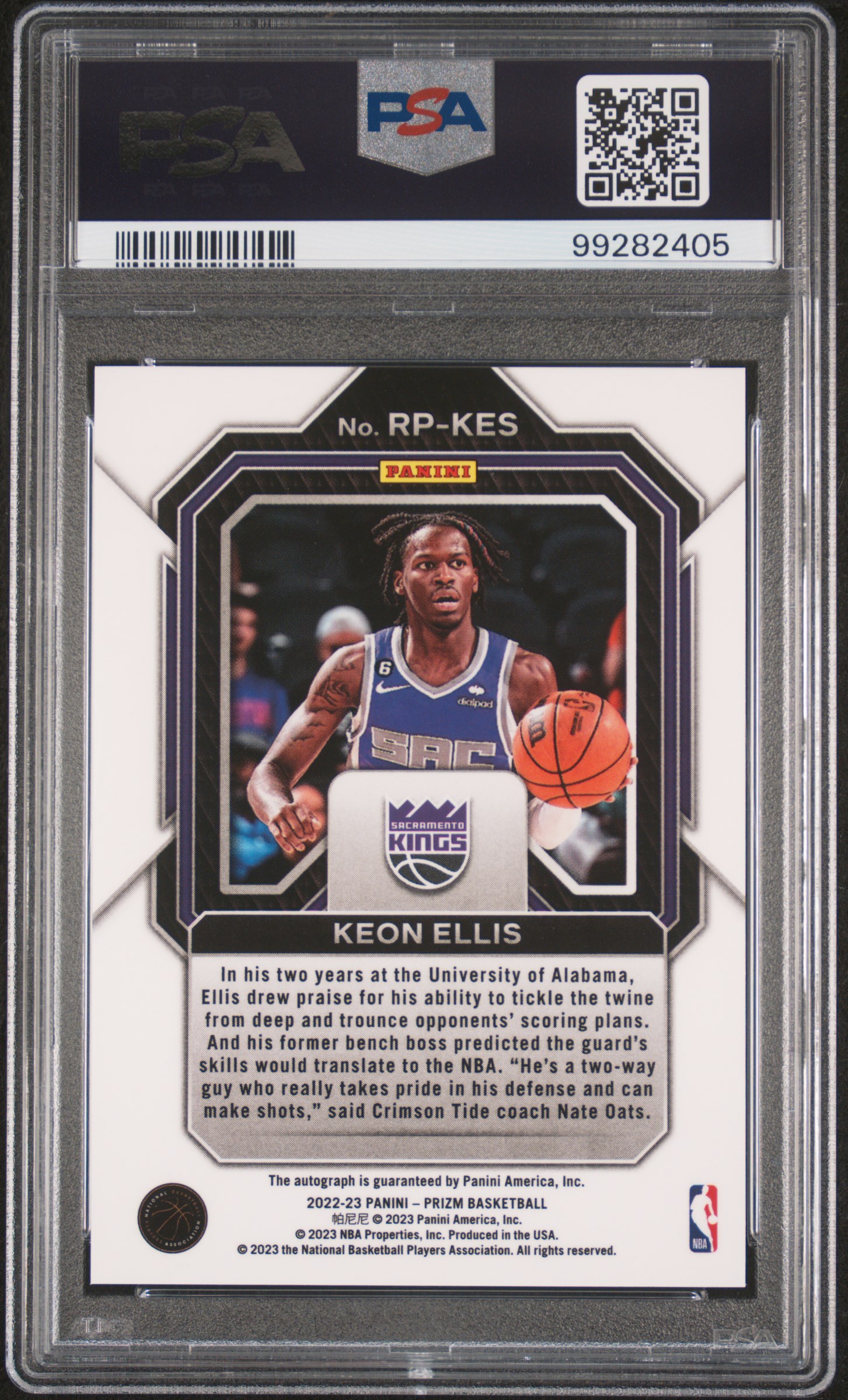 2022 Panini Prizm Rookie Penmanship Keon Ellis #Rpkes (Rookie Penmanship) Mint 9 back
