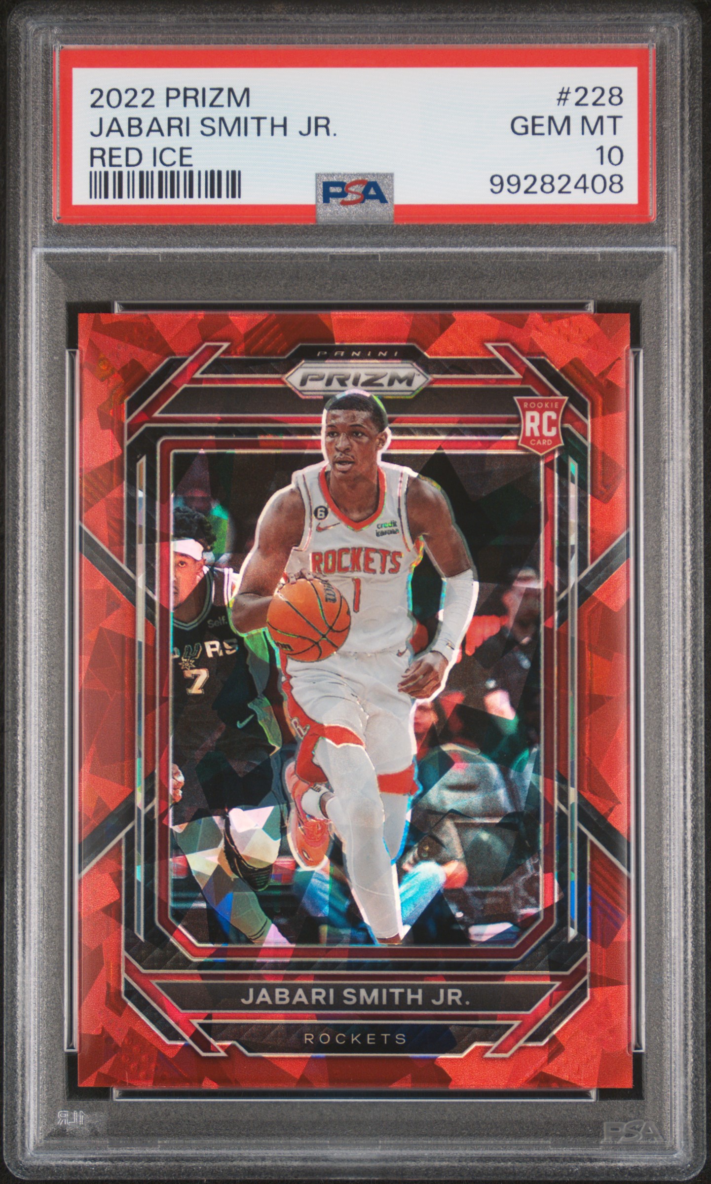 2022 Panini Prizm Jabari Smith Jr. #228 (Red Ice) Gem Mt 10 front