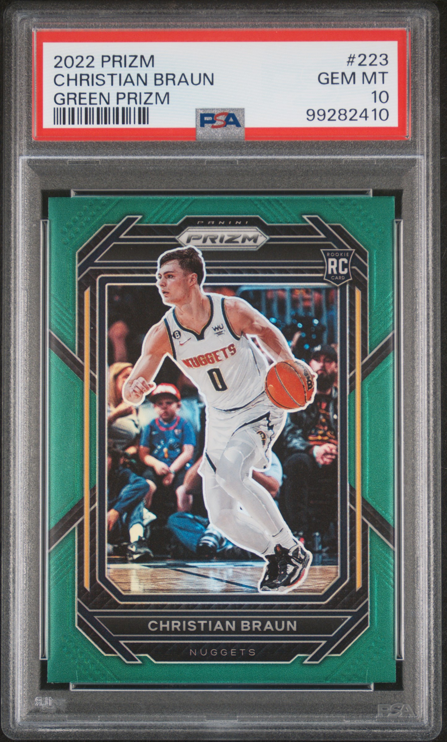2022 Panini Prizm Christian Braun #223 (Green Prizm) Gem Mt 10 front