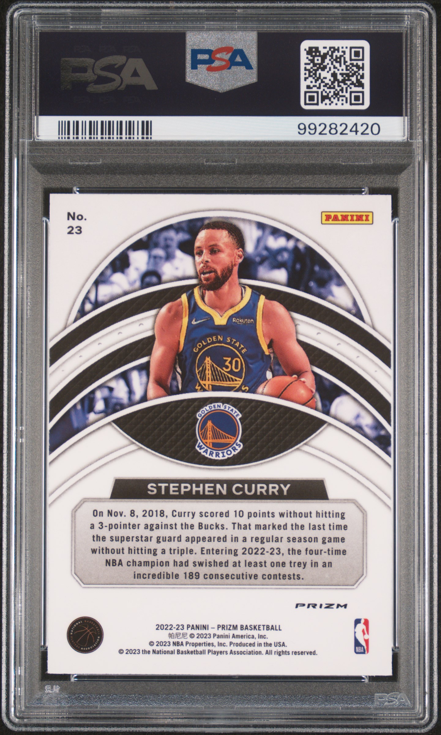 2022 Panini Prizm Dominance Stephen Curry #23 (Dominance-Silver Prizm) Gem Mt 10 back