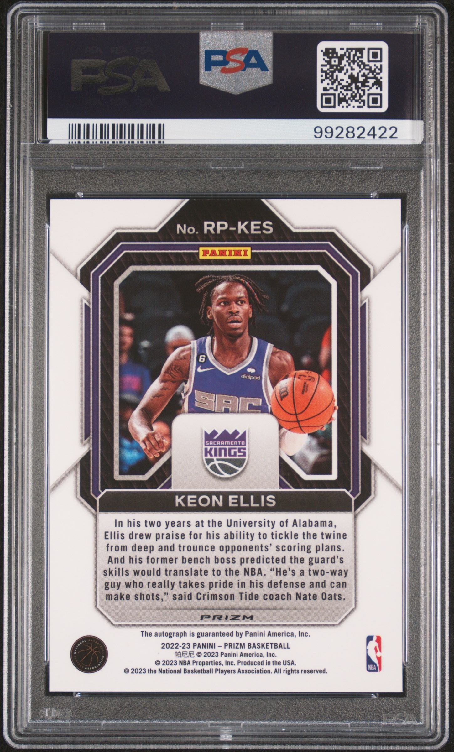 2022 Panini Prizm Rookie Penmanship Keon Ellis #Rpkes (Rk Penmanship-Silver Prizm) Mint 9 back
