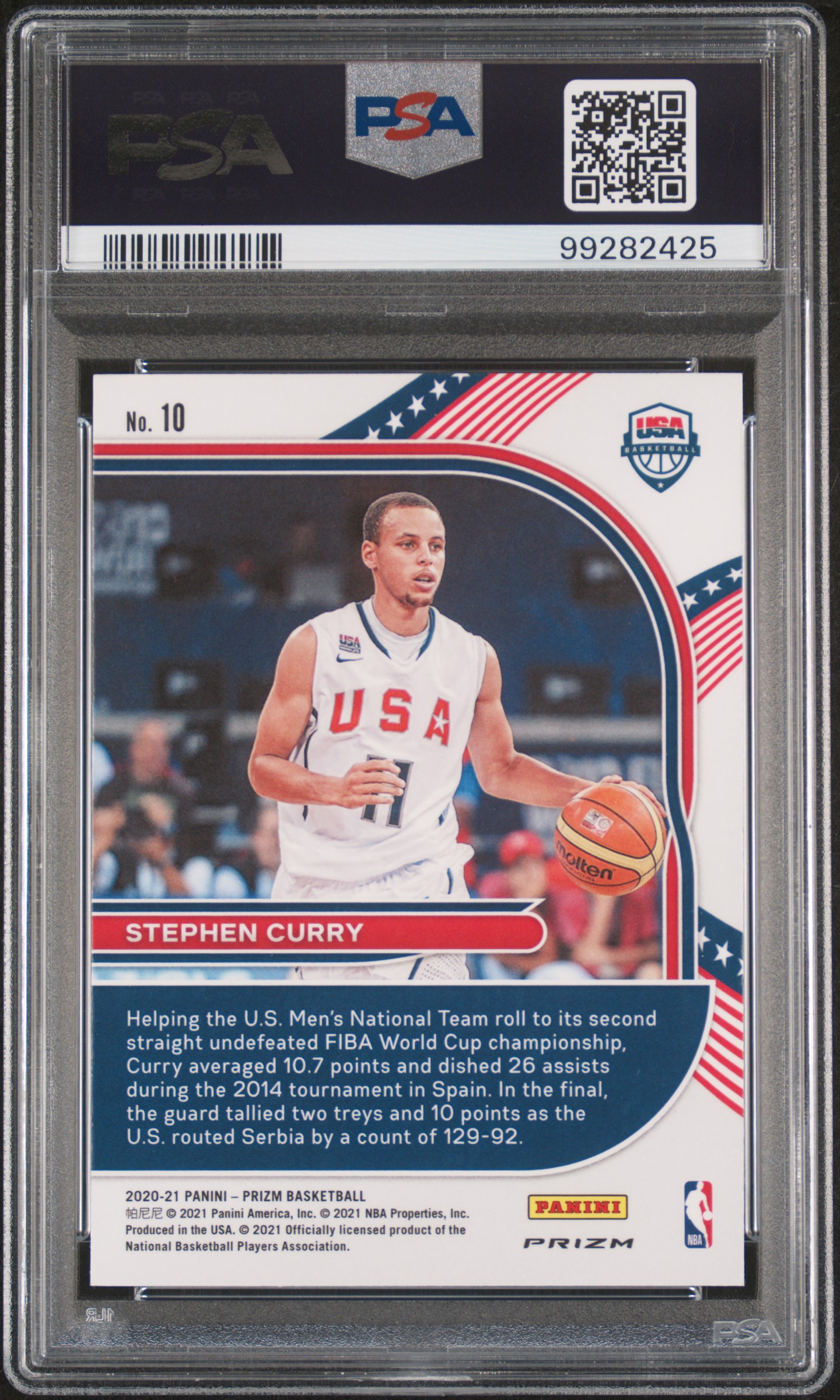 2020 Panini Prizm Usa Basketball Stephen Curry #10 (Usa Bsktbl-Silver Prizm) Mint 9 back
