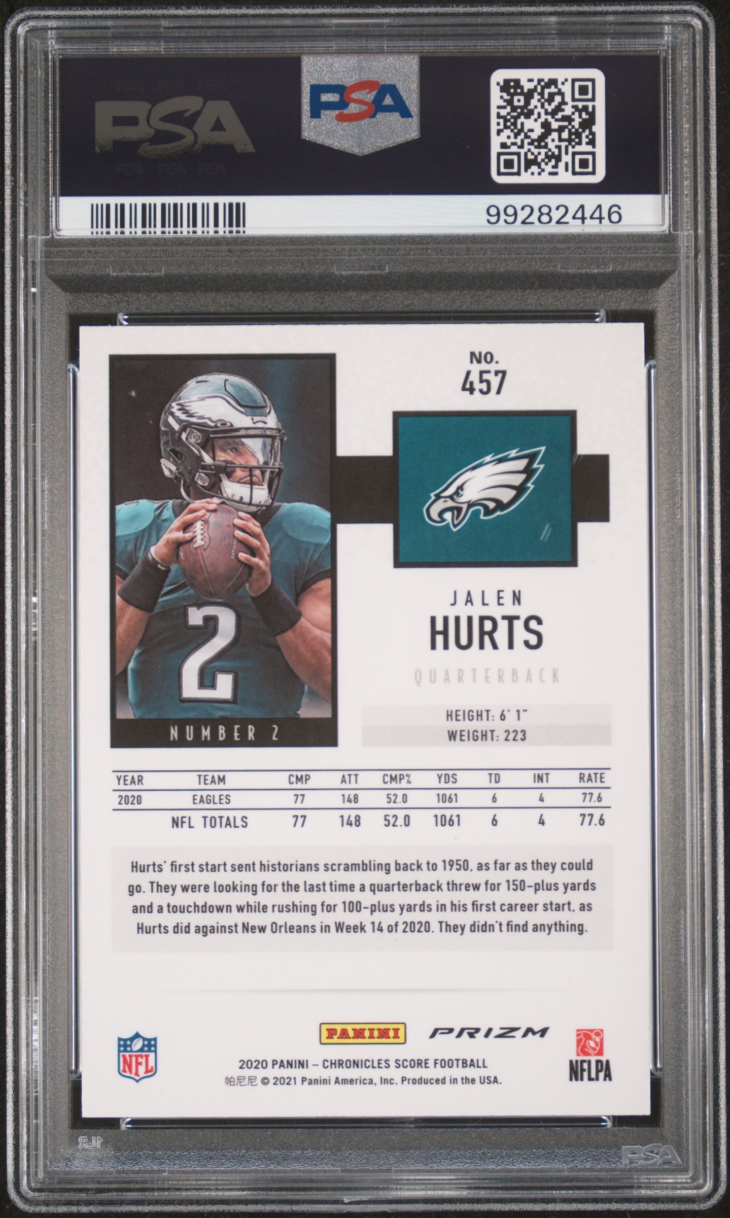 2020 Panini Chronicles Score Jalen Hurts #457 (Score-Silver) Nm-Mt 8 back