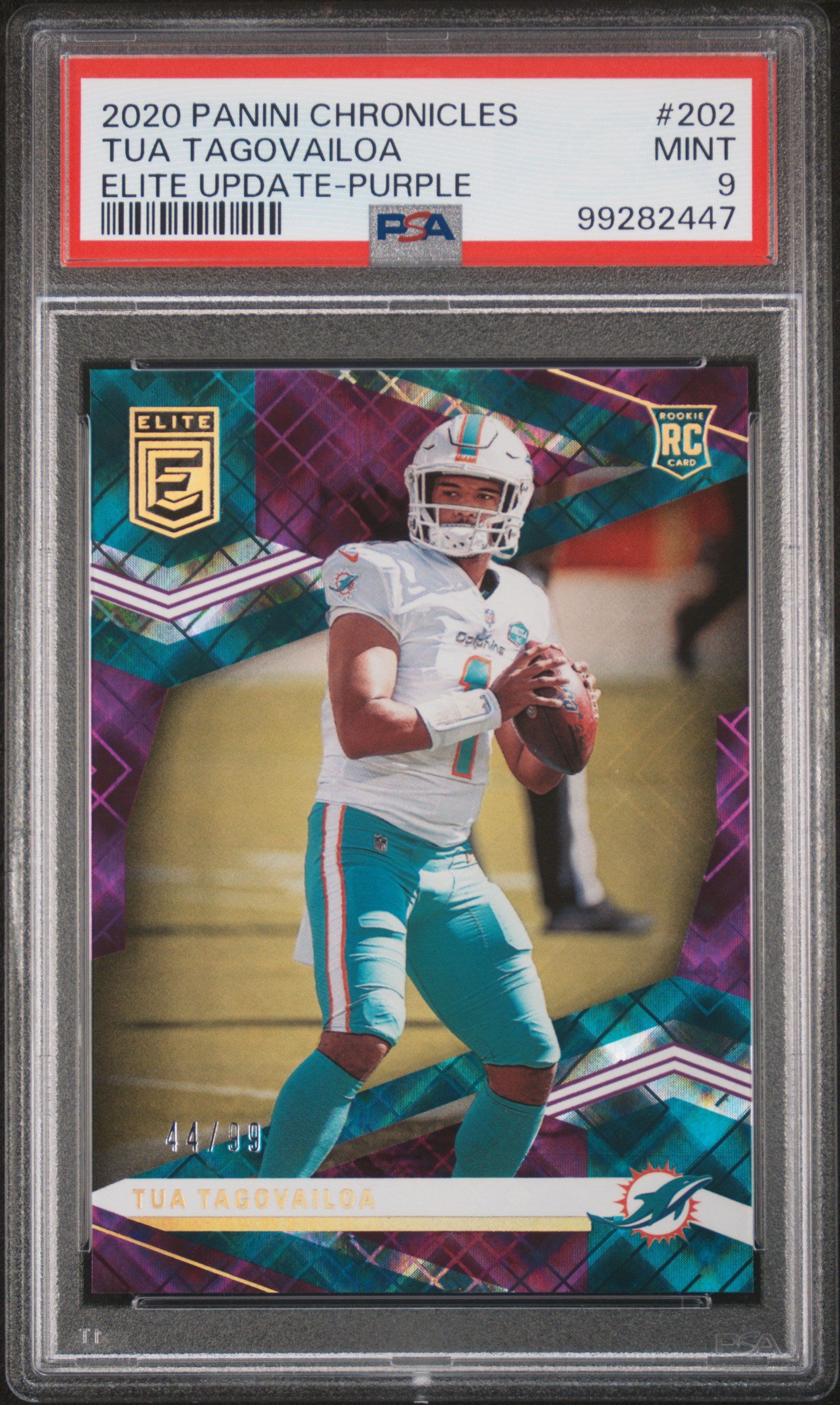 2020 Panini Chronicles Elite Update Tua Tagovailoa #202 (Elite Update-Purple) Mint 9 front