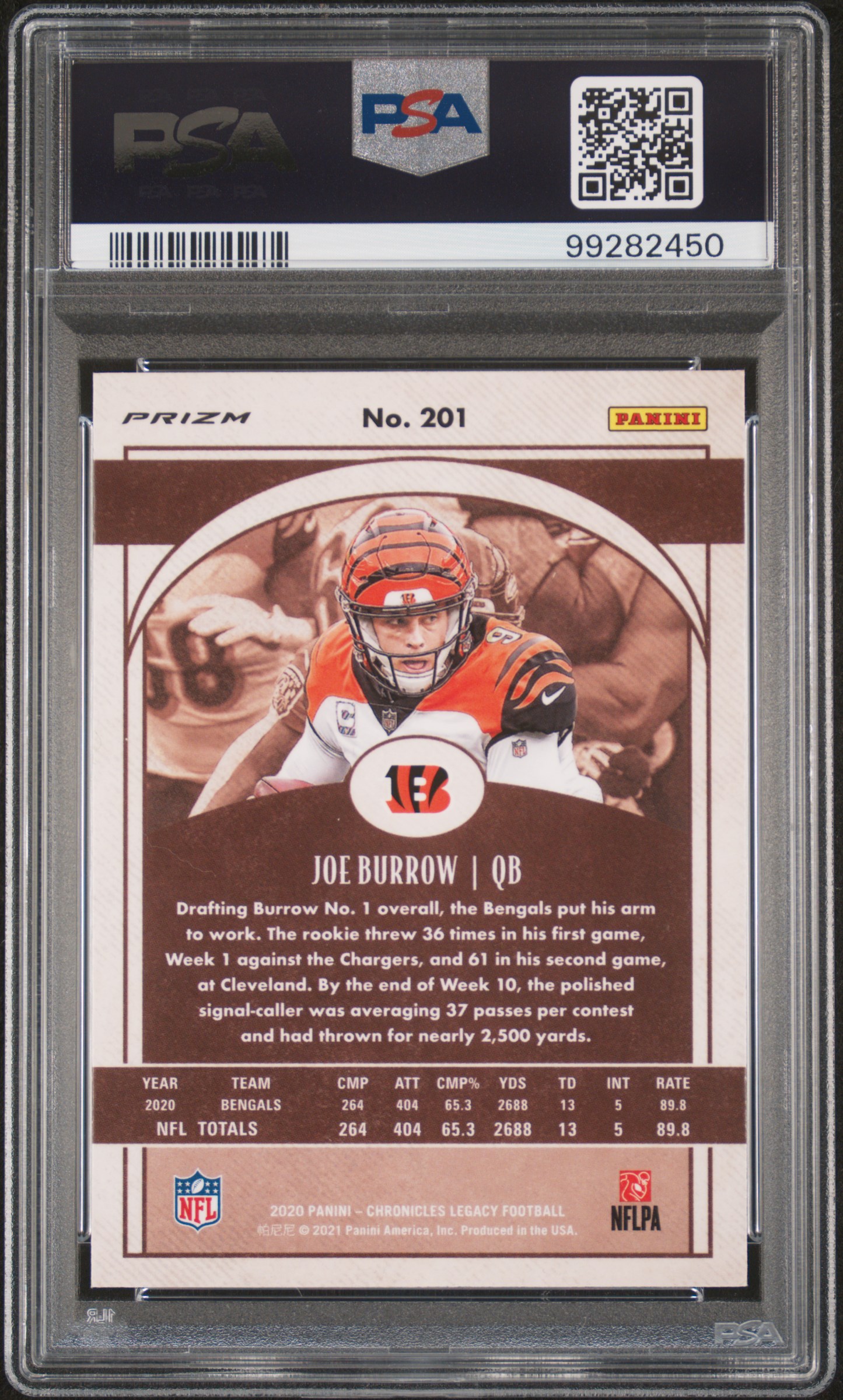 2020 Panini Chronicles Legacy Joe Burrow #201 (Legacy-Silver) Nm-Mt 8 back