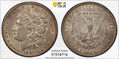 1891-CC $1 VAM 3, Spitting Eagle XF45