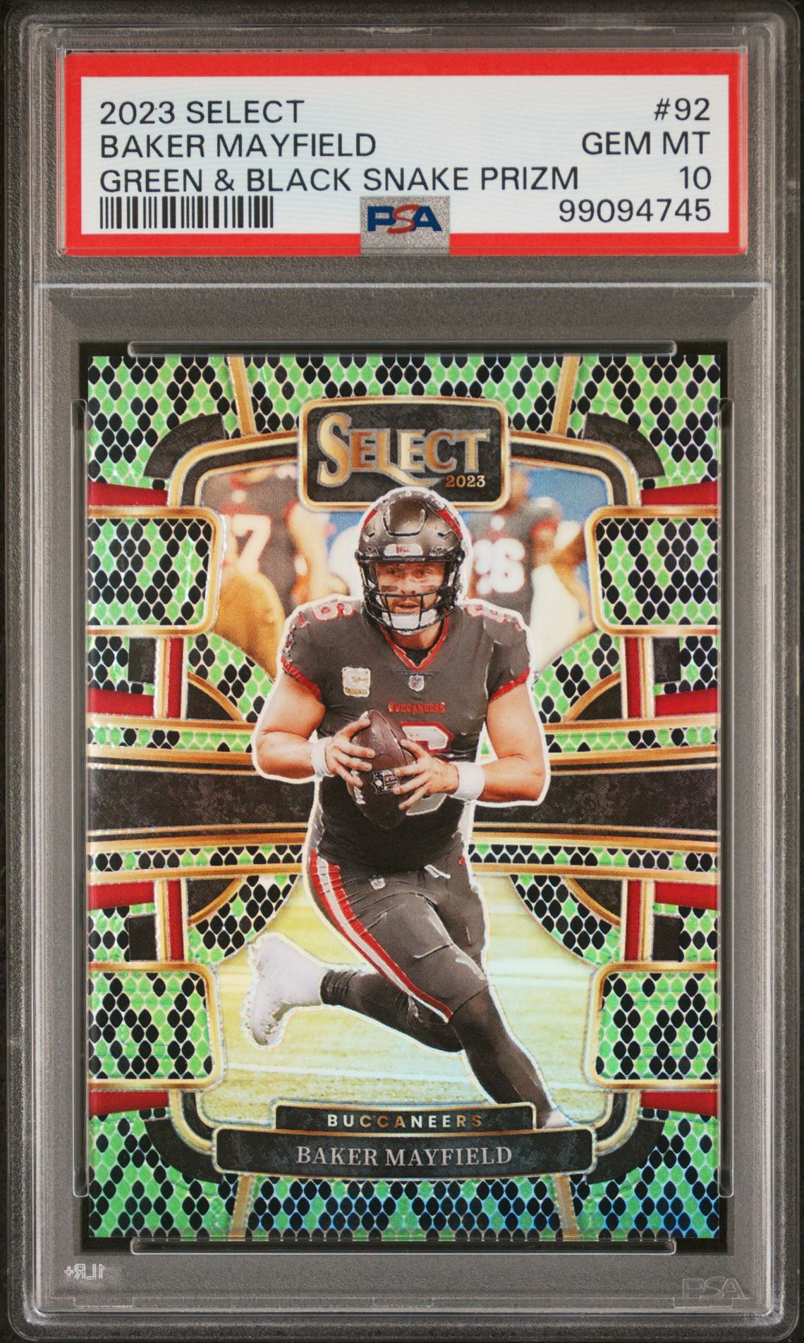 2023 Panini PANINI SELECT GREEN & BLACK SNAKE PRIZM #92 Baker Mayfield front