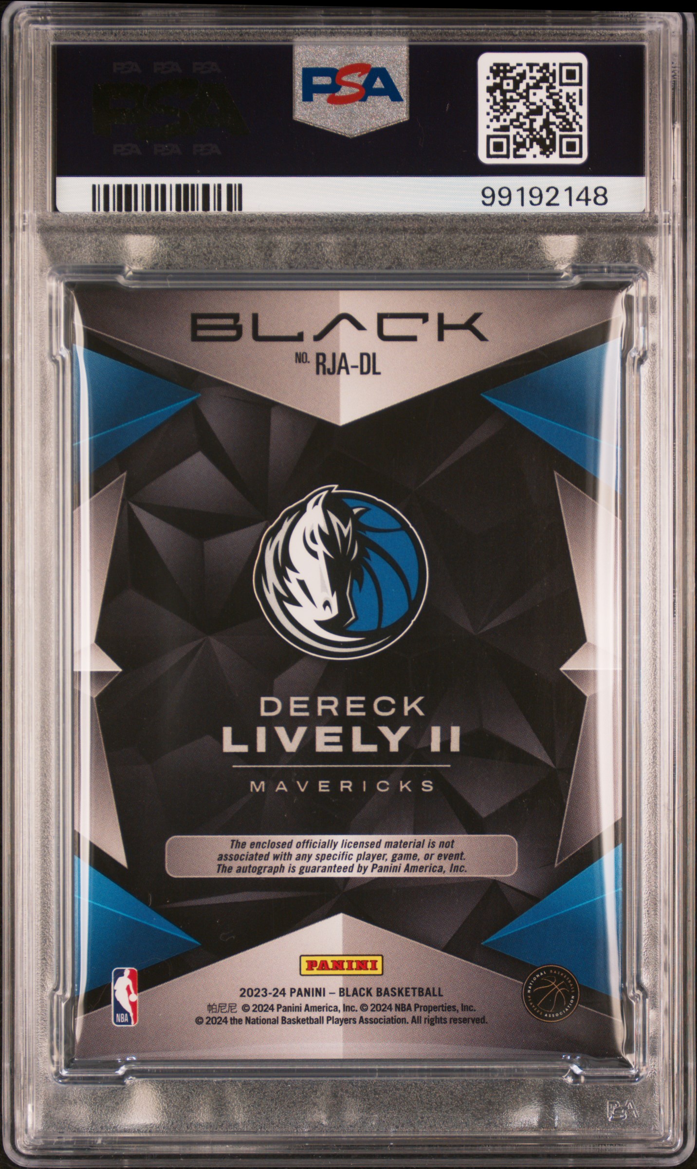 2023 Panini Black Rookie Jumbo Memorabilia Autographs Dereck Lively Ii #Rjadl (Rookie Jumbo Mem Auto-Ruby) Mint 9 back