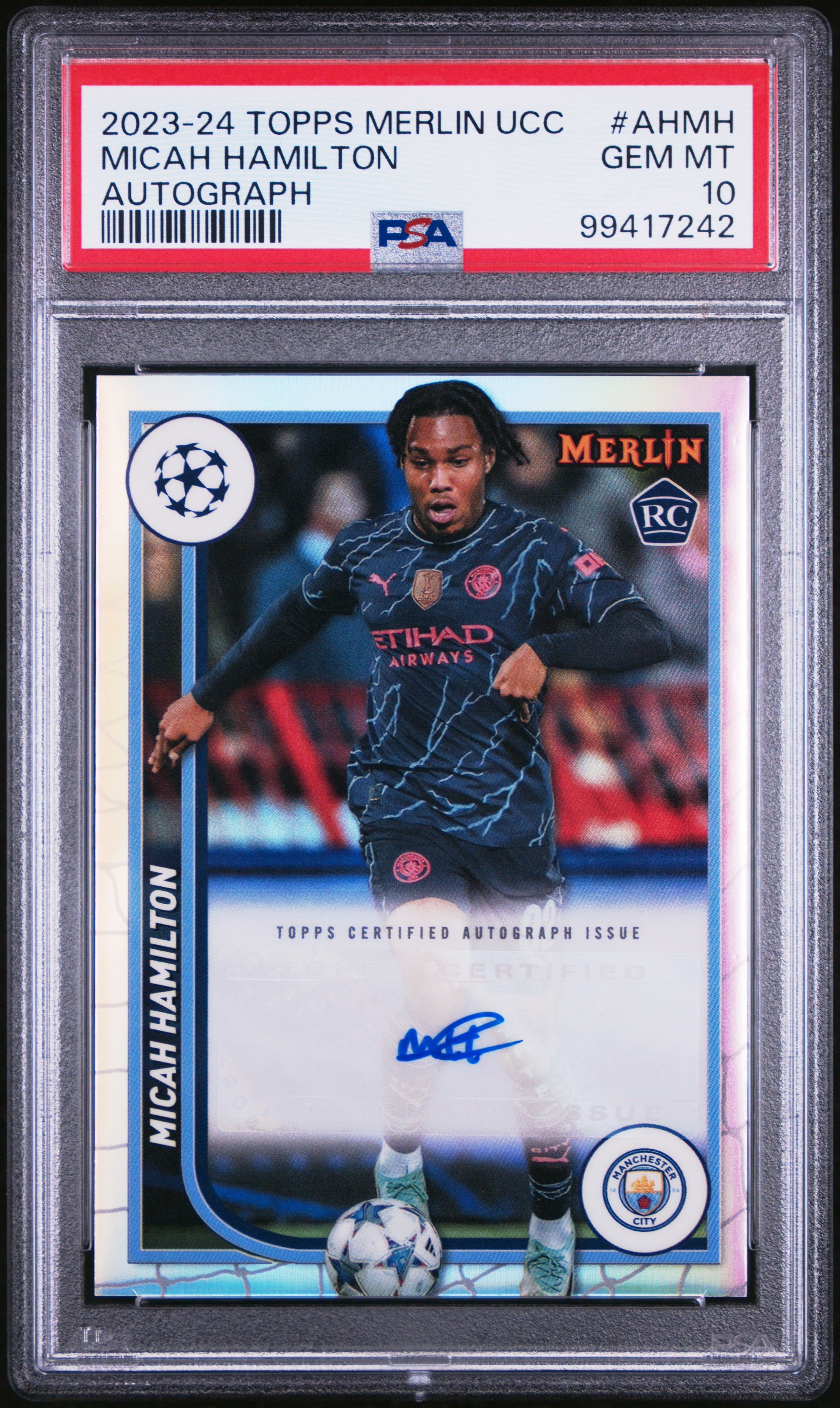 2023-24 Topps Merlin Uefa Club Competitions Autographs Micah Hamilton #Ahmh Gem Mt 10 front