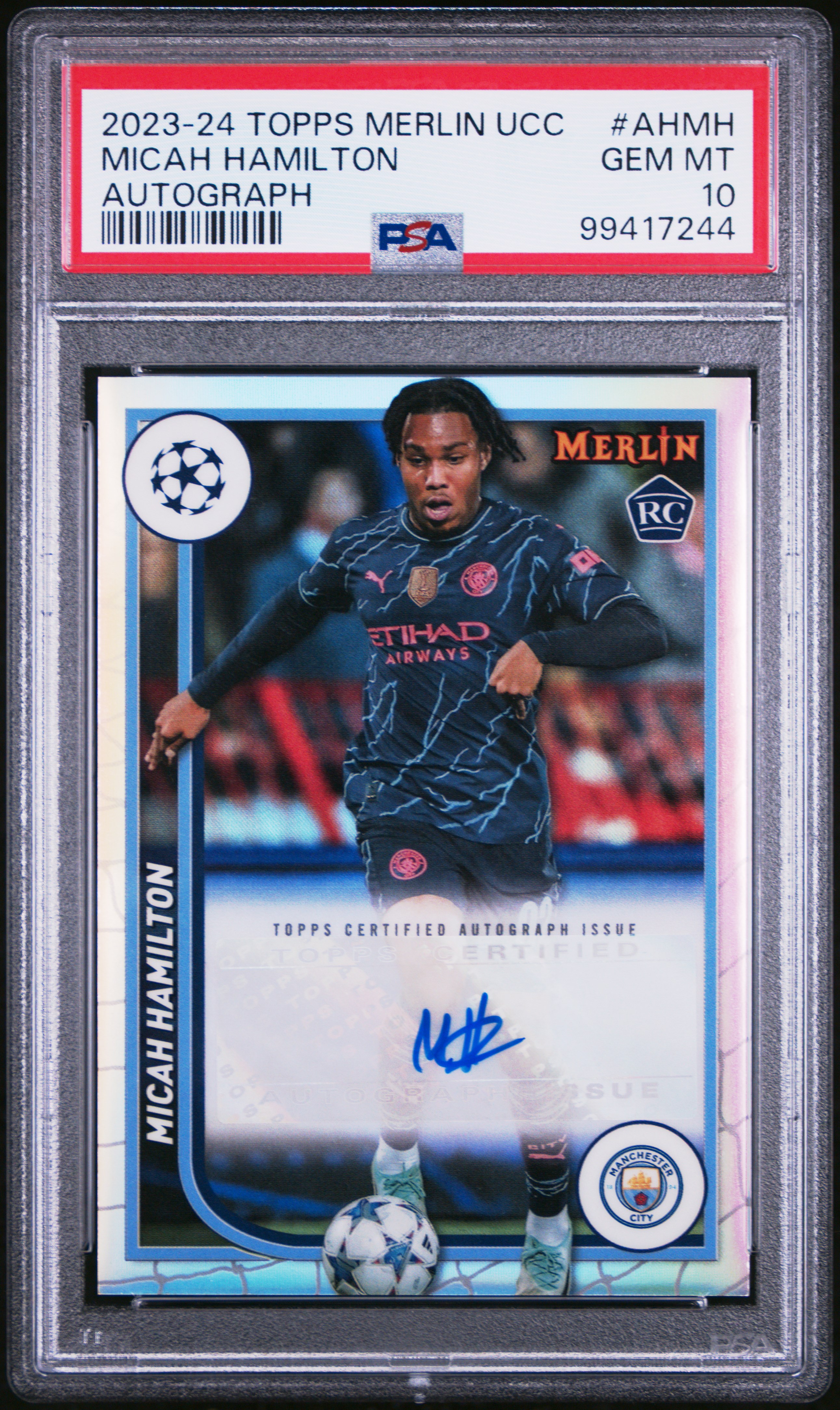 2023-24 Topps Merlin Uefa Club Competitions Autographs Micah Hamilton #Ahmh Gem Mt 10 front