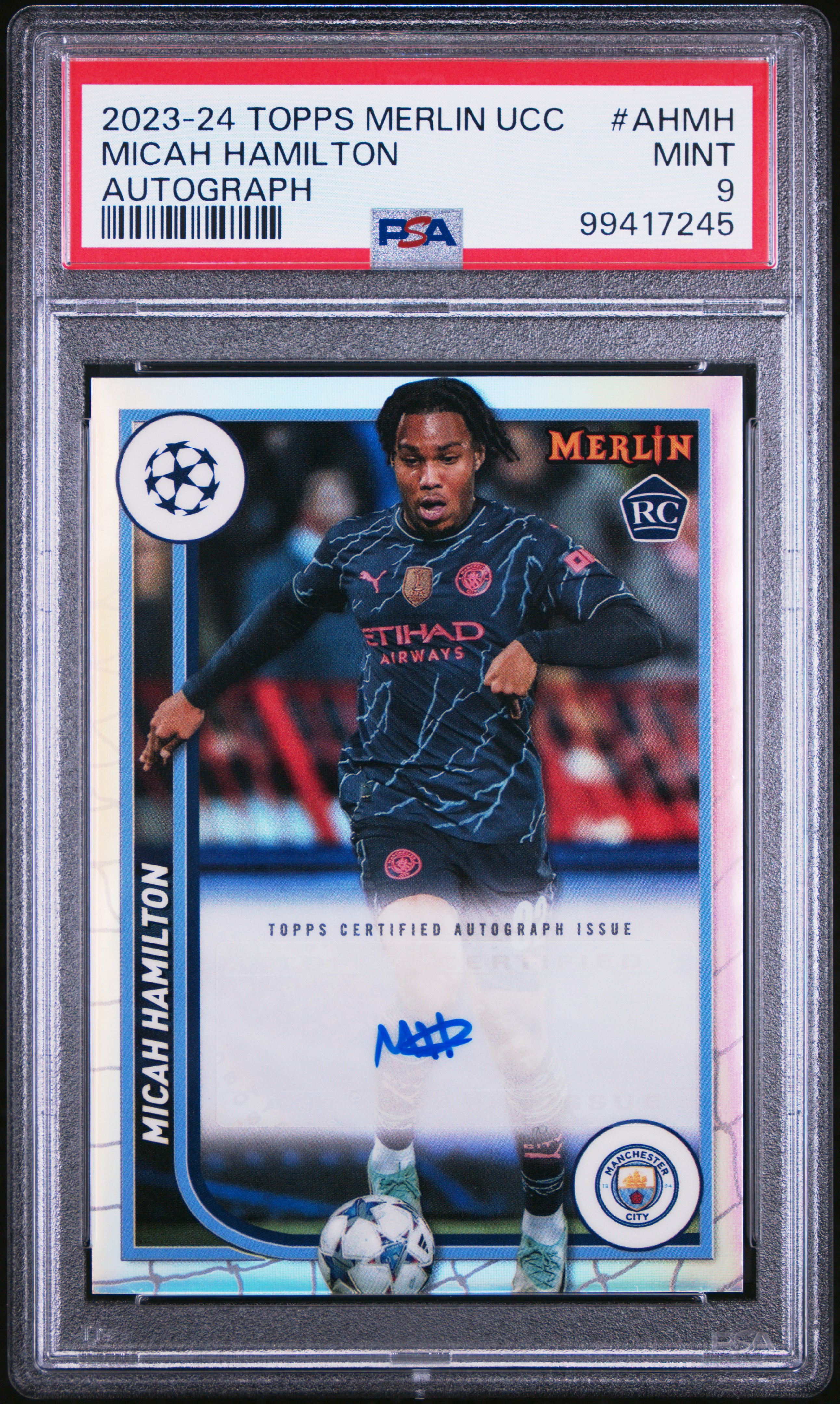 2023-24 Topps Merlin Uefa Club Competitions Autographs Micah Hamilton #Ahmh Mint 9 front