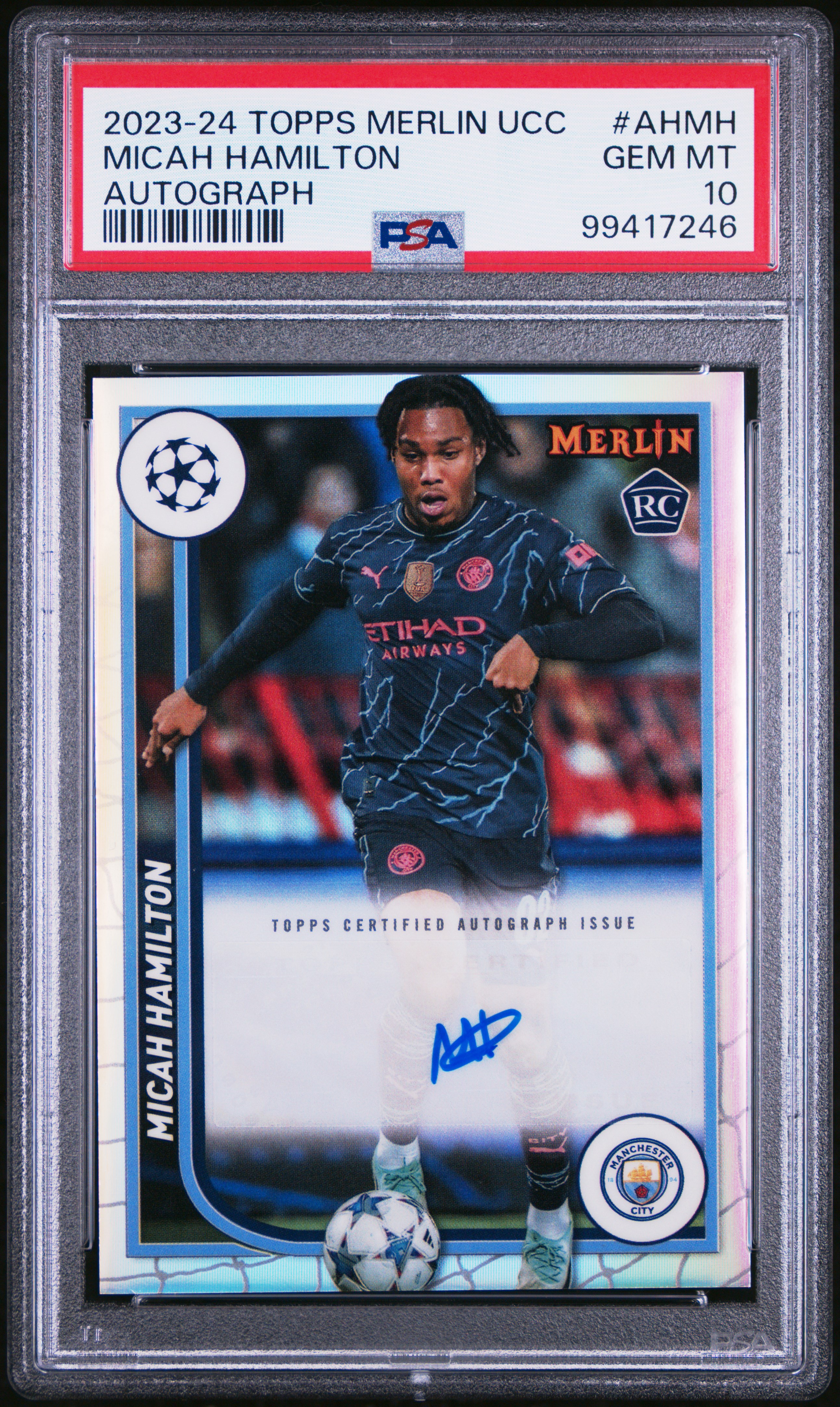 2023-24 Topps Merlin Uefa Club Competitions Autographs Micah Hamilton #Ahmh Gem Mt 10 front