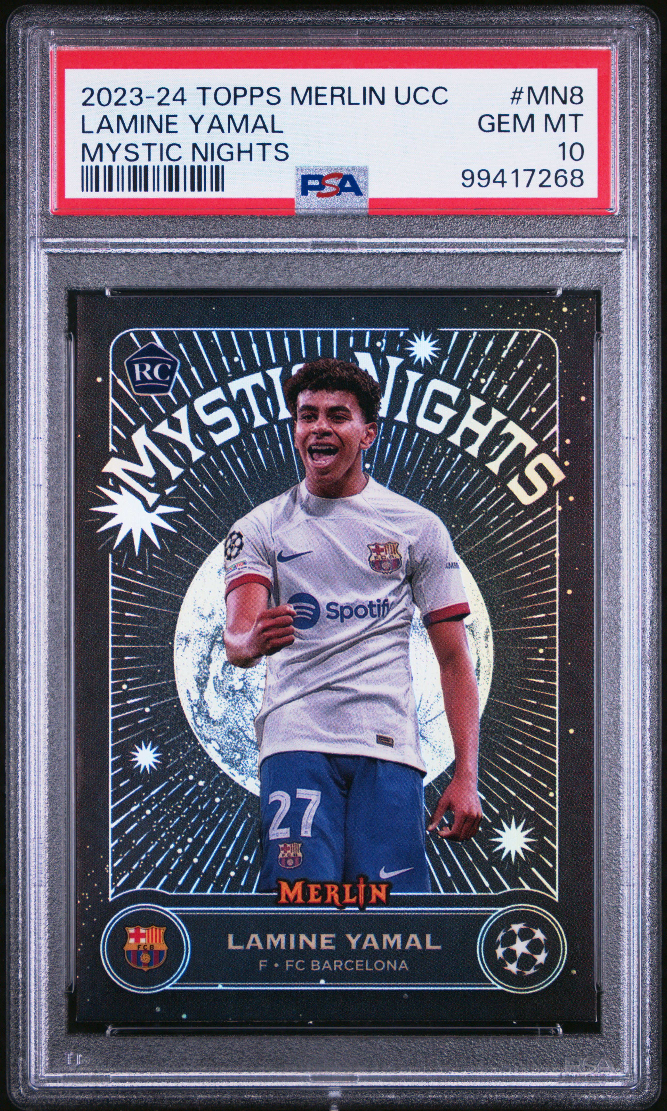 2023-24 Topps Merlin Uefa Club Competitions Mystic Nights Lamine Yamal #Mn8 Gem Mt 10 front