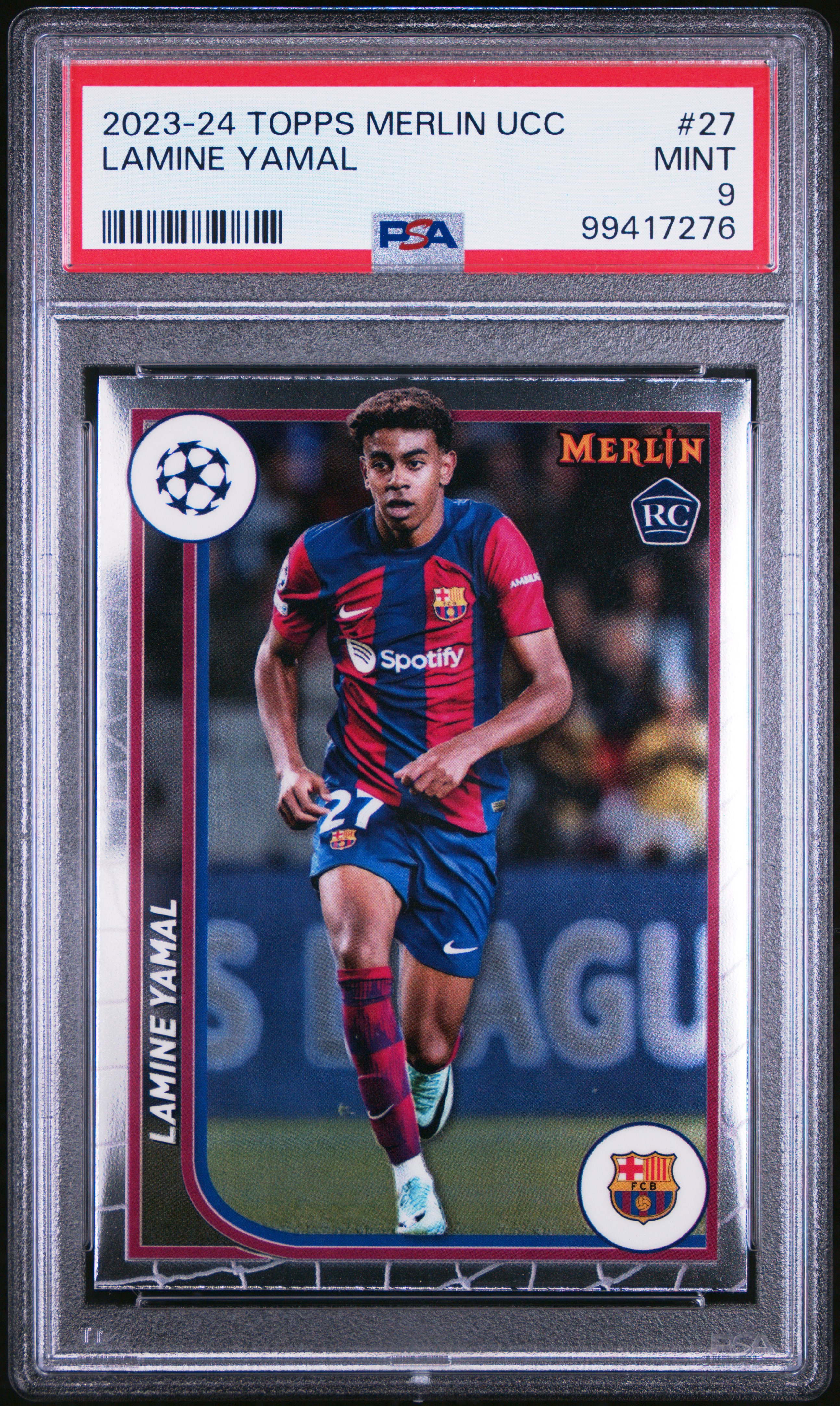 2023-24 Topps Merlin Uefa Club Competitions Lamine Yamal #27 Mint 9 front