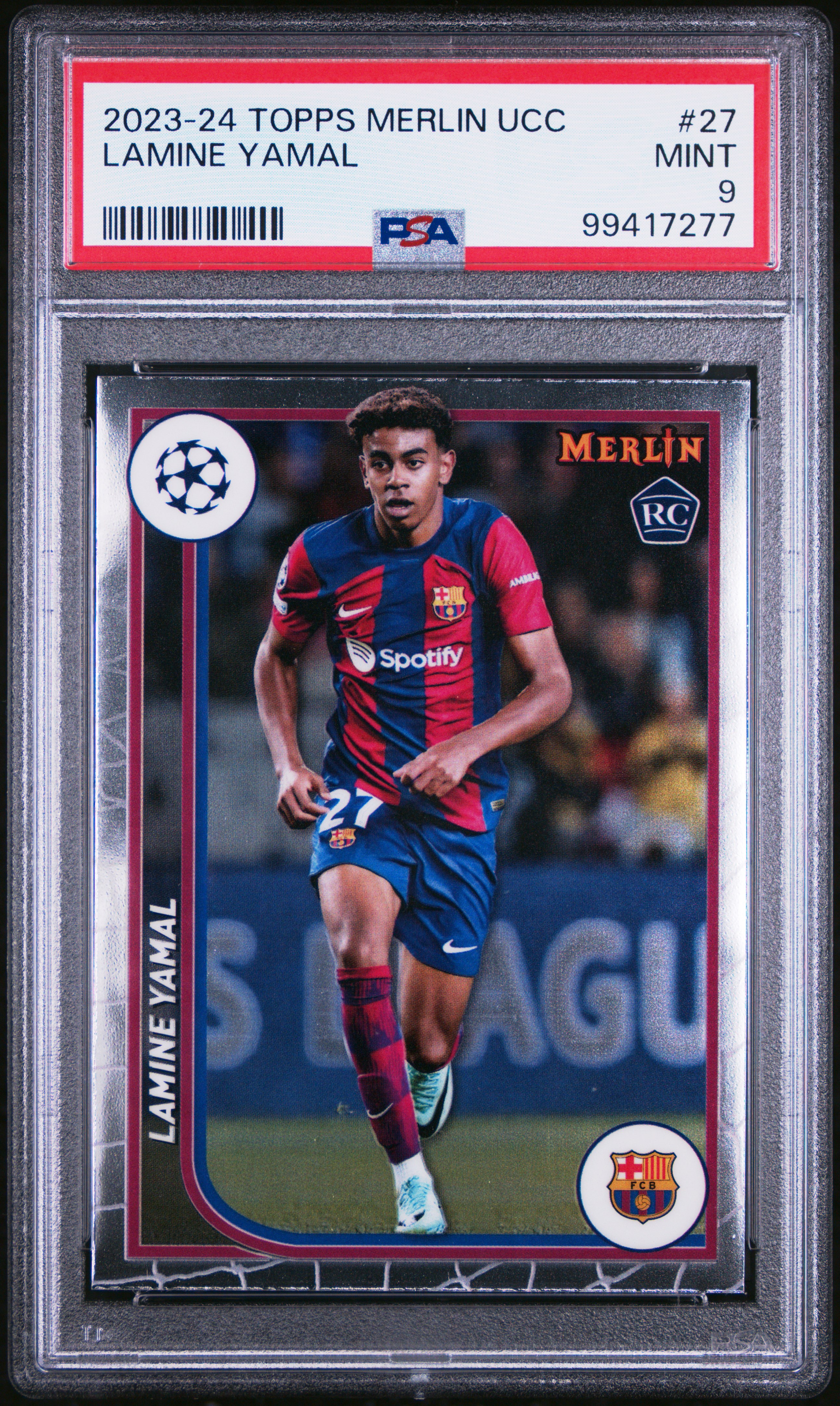 2023-24 Topps Merlin Uefa Club Competitions Lamine Yamal #27 Mint 9 front