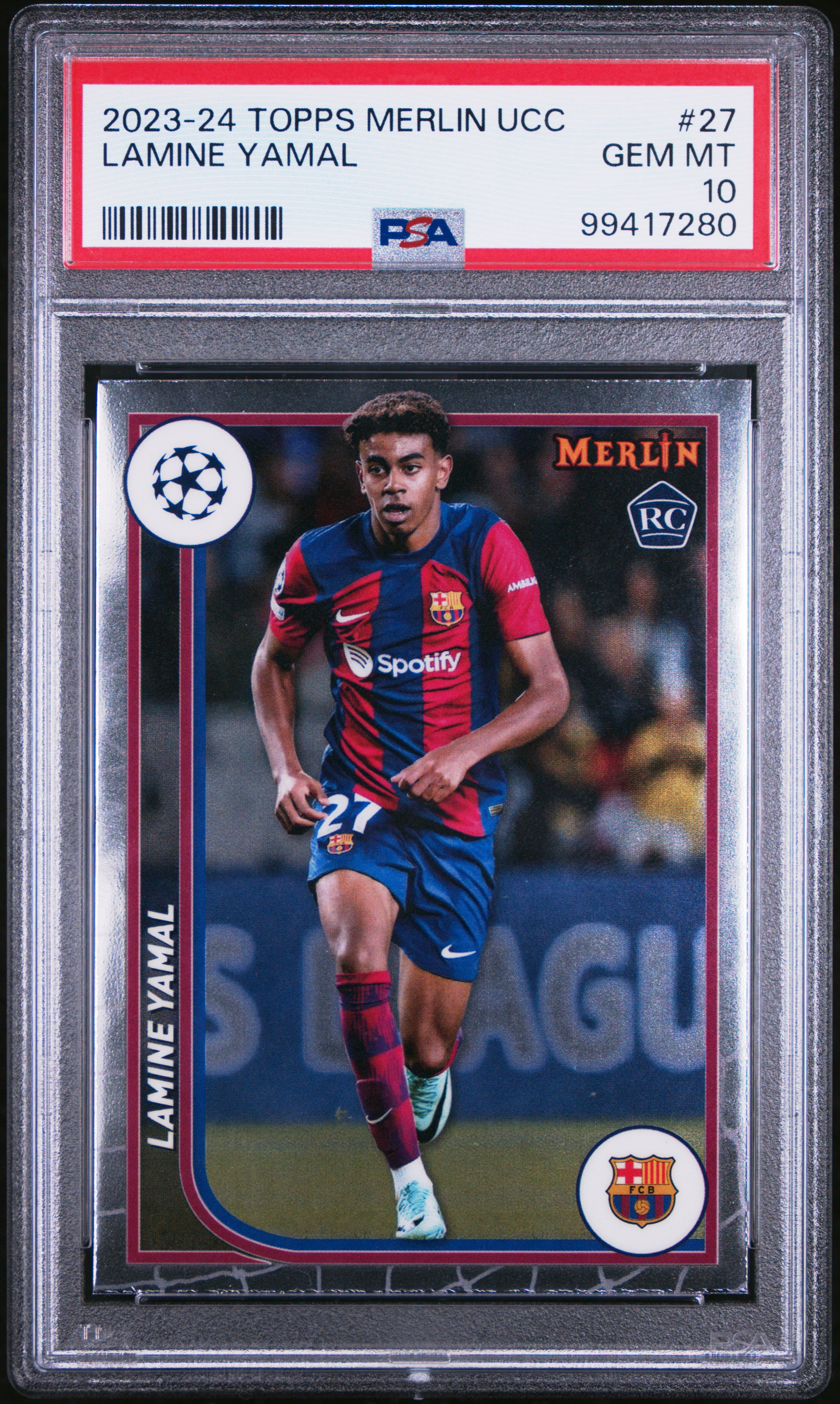 2023-24 Topps Merlin Uefa Club Competitions Lamine Yamal #27 Gem Mt 10 front