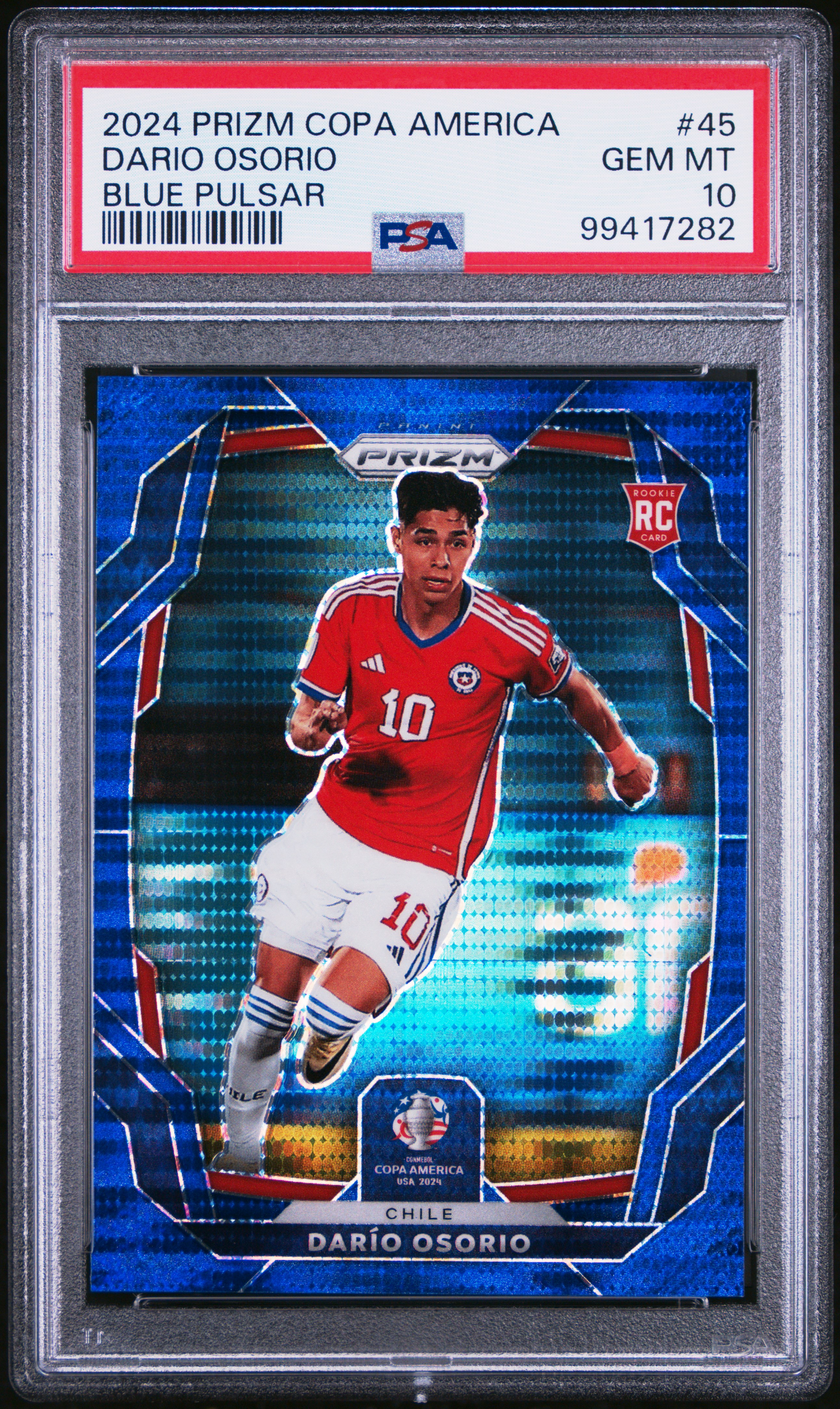2024 Panini Prizm Conmebol Copa America Dario Osorio #45 (Blue Pulsar) Gem Mt 10 front