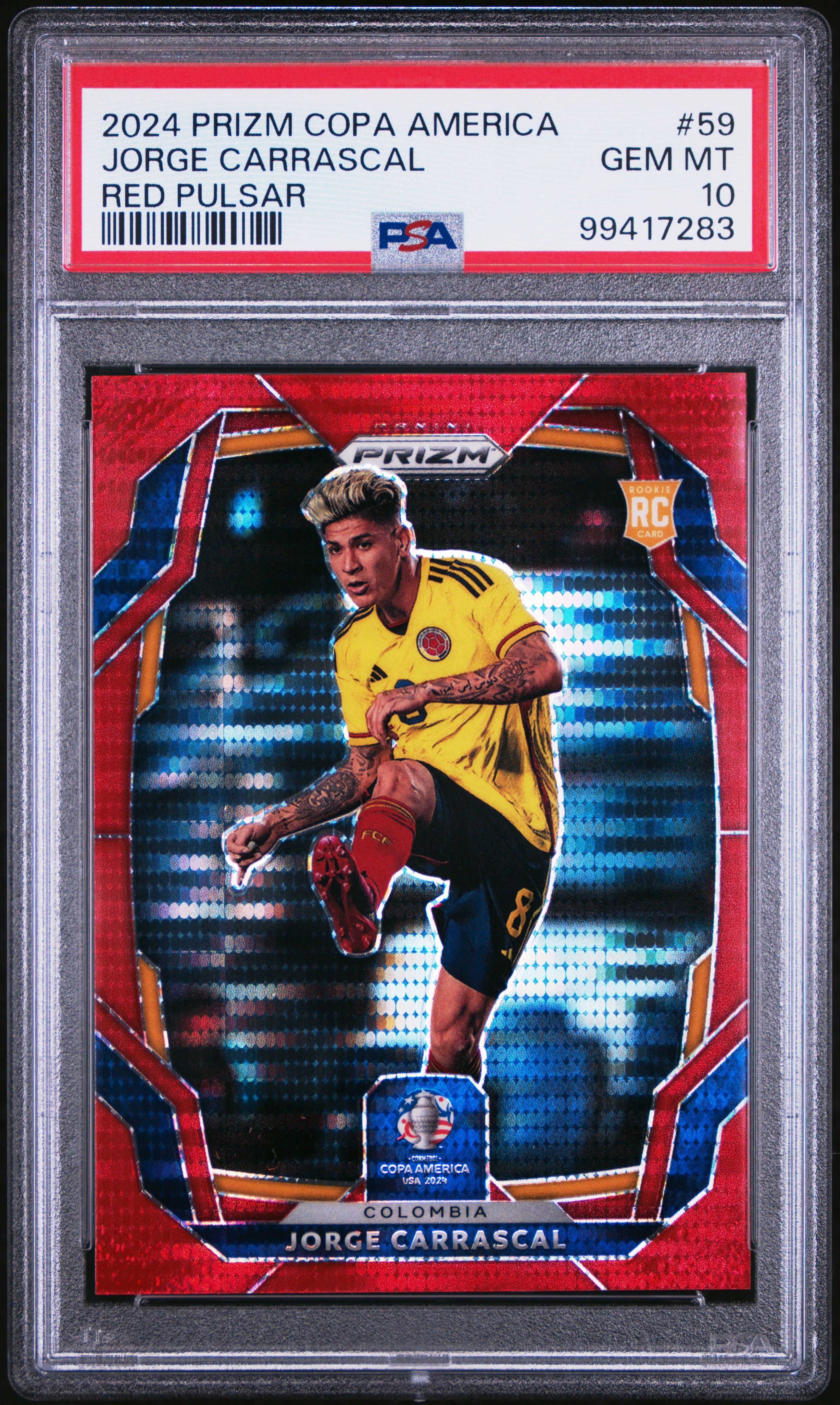 2024 Panini Prizm Conmebol Copa America Jorge Carrascal #59 (Red Pulsar) Gem Mt 10 front