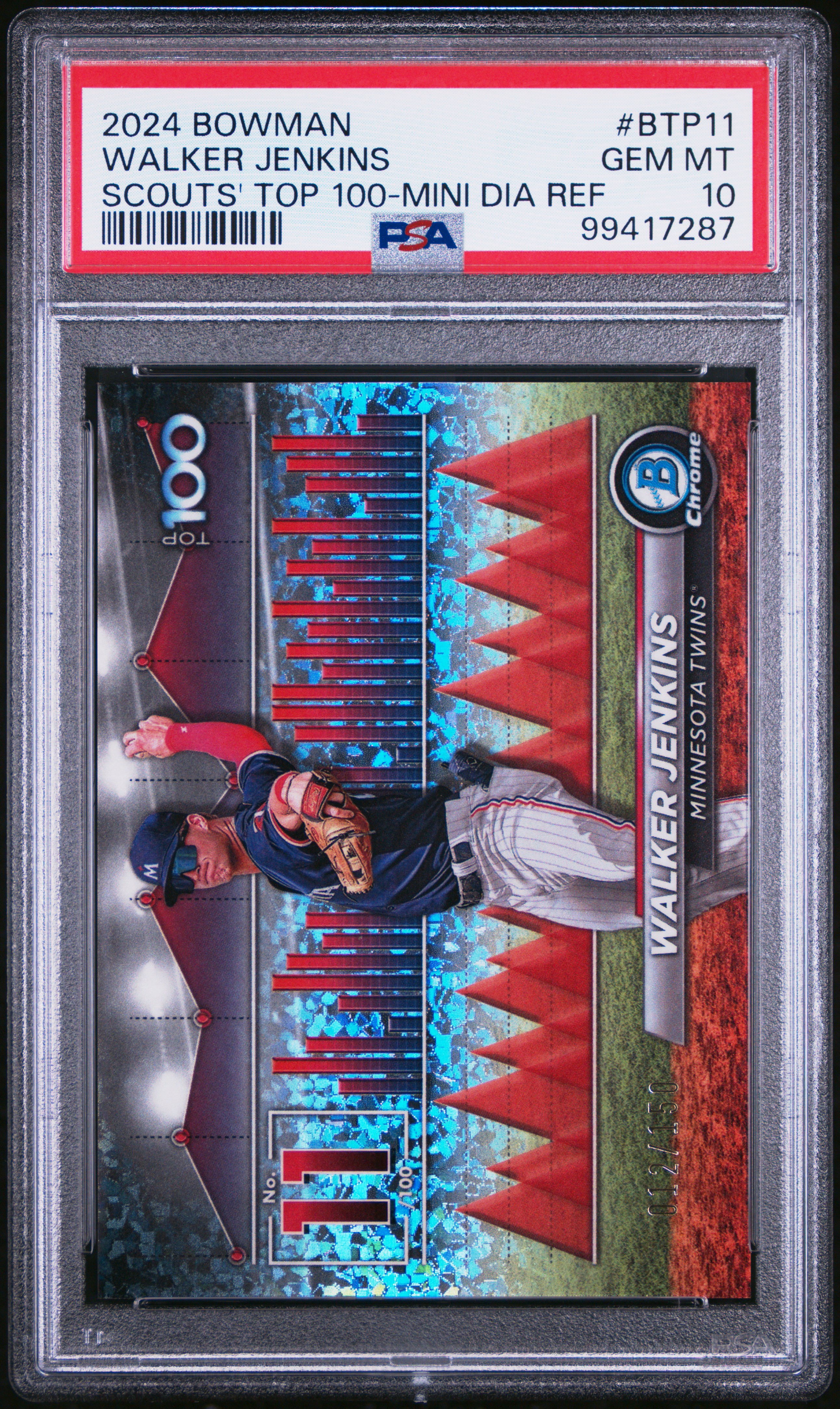 2024 Bowman Bowman Scouts' Top 100 Walker Jenkins #Btp11 (Scouts' Top 100-Mini Dia Ref) Gem Mt 10 front