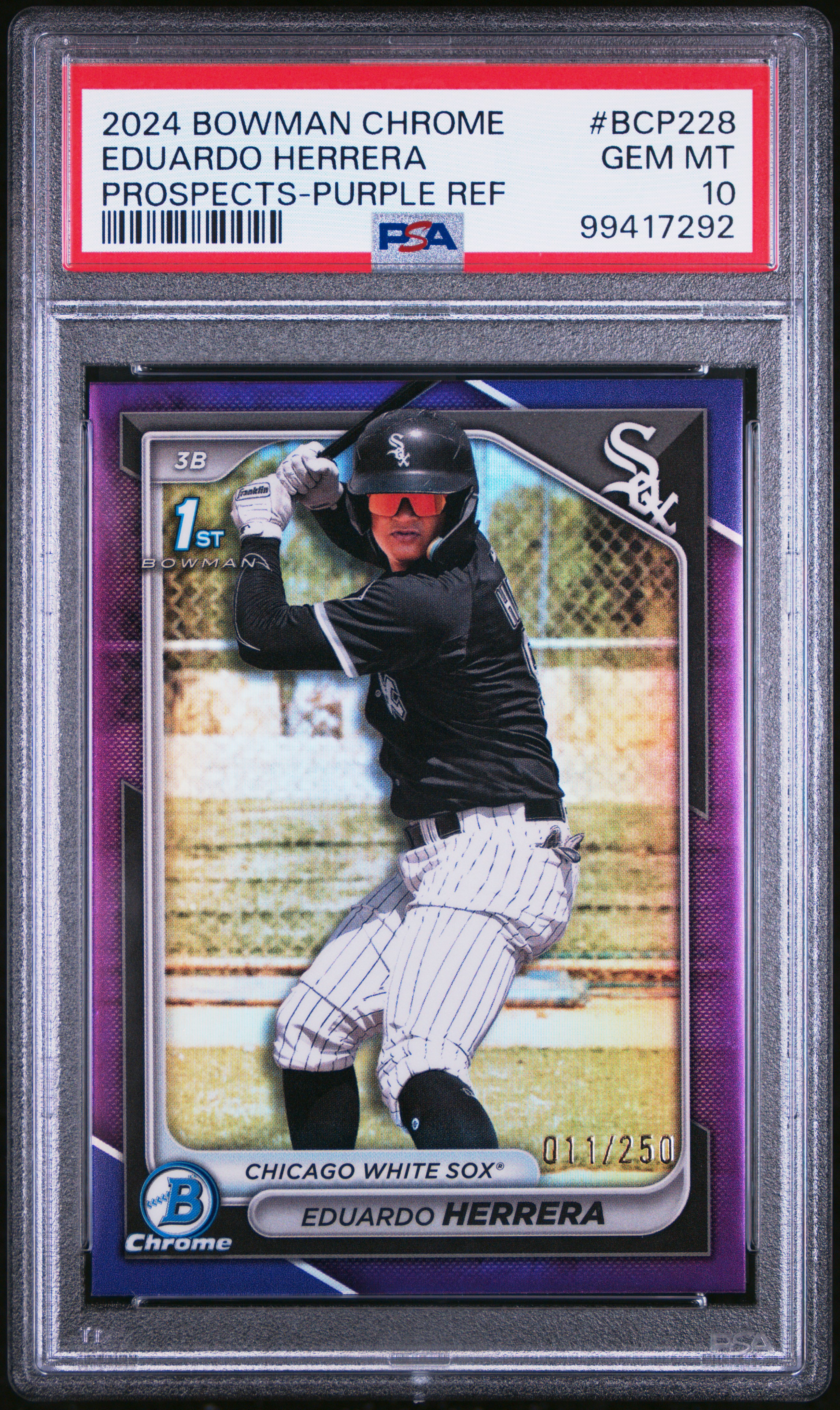 2024 Bowman Chrome Prospects Eduardo Herrera #Bcp228 (Prospects-Purple Ref) Gem Mt 10 front