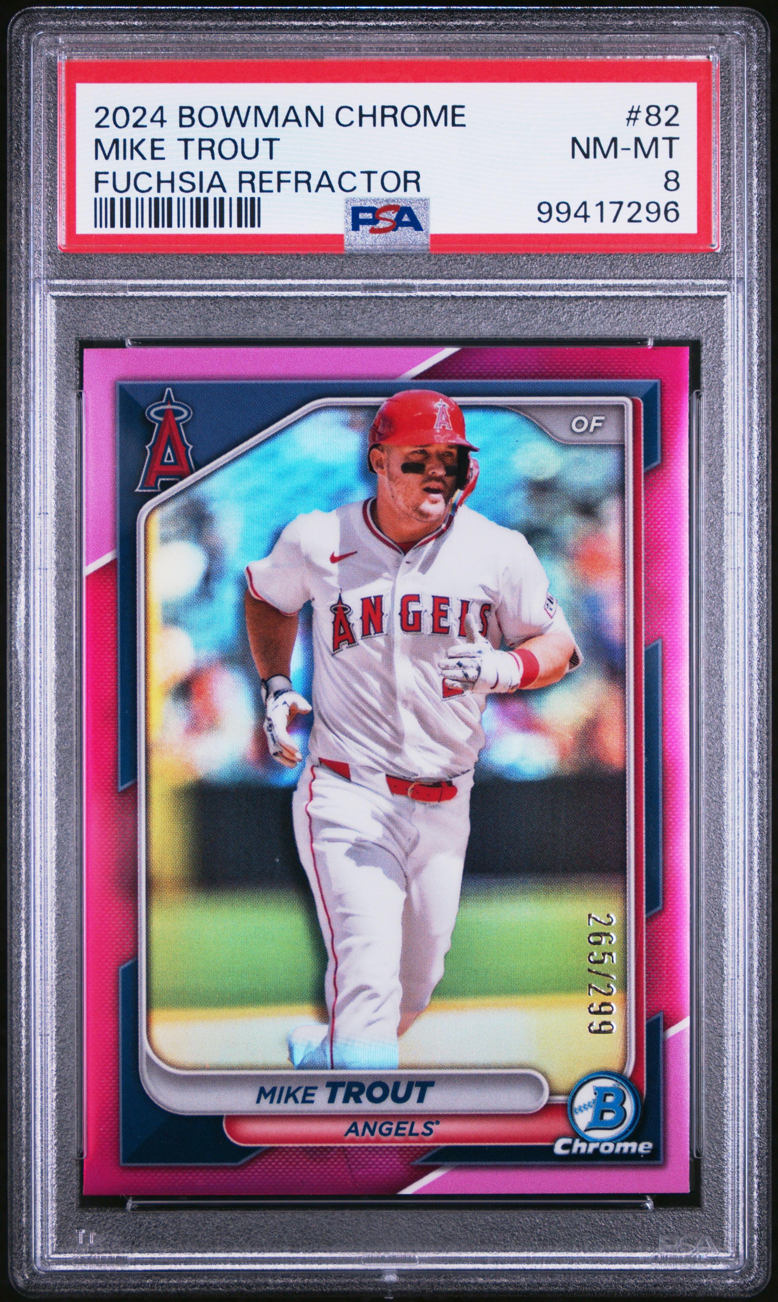 2024 Bowman Chrome Mike Trout #82 (Fuchsia Refractor) Nm-Mt 8 front