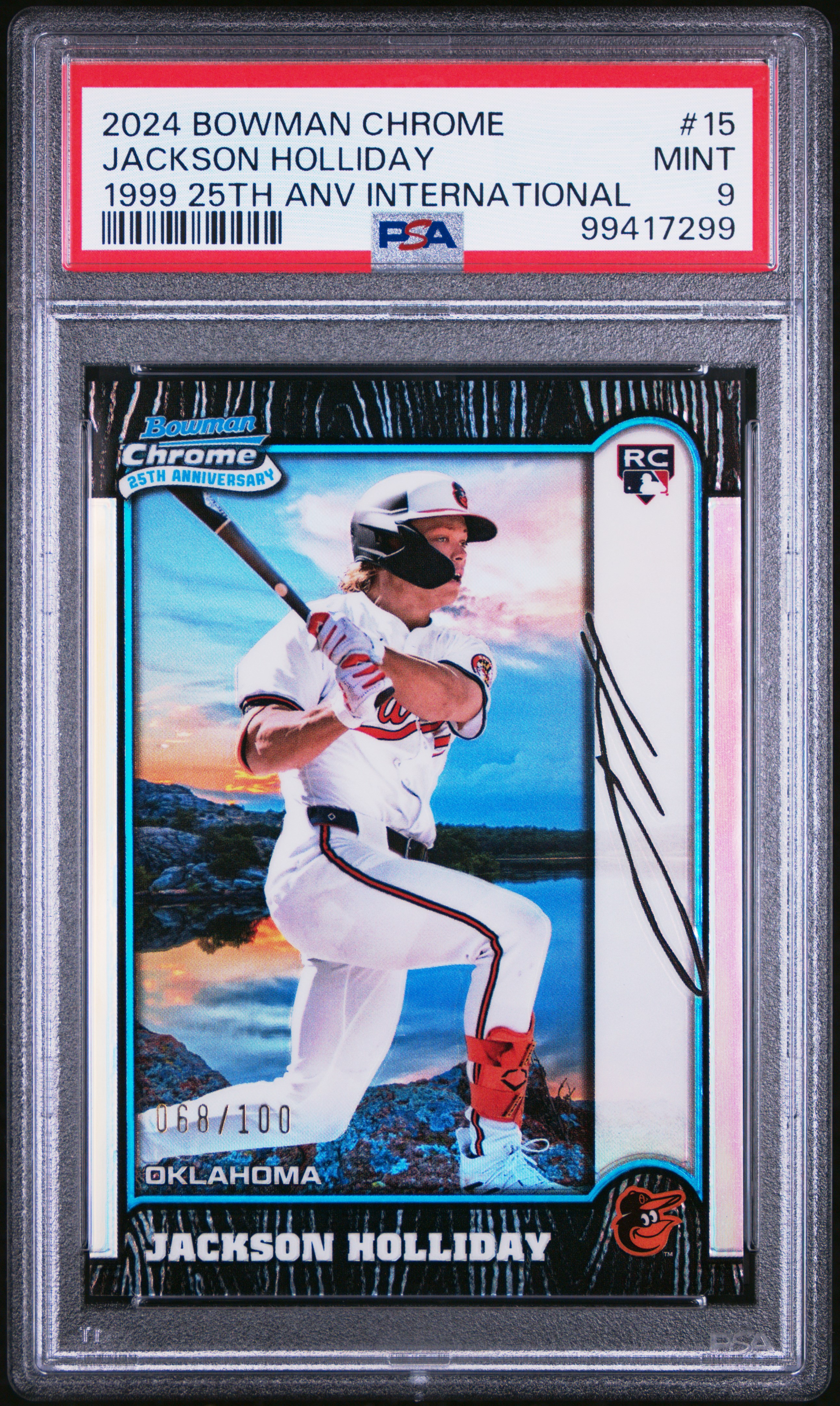 2024 Bowman Chrome 1999 Bowman Chrome 25Th Anniversary International Jackson Holliday #15 Mint 9 front