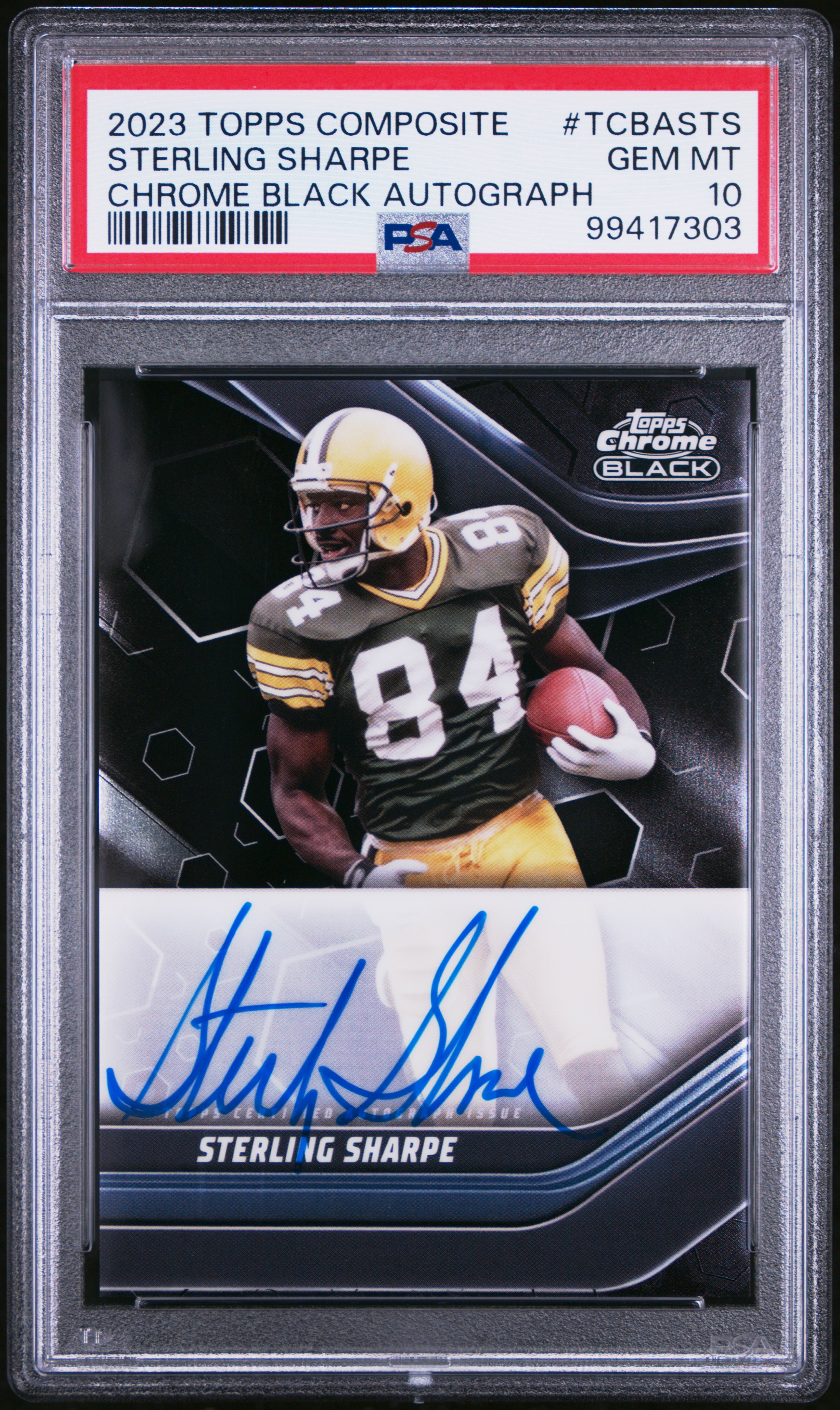 2023 Topps Composite Topps Chrome Black Autographs Sterling Sharpe #Tcbasts Gem Mt 10 front