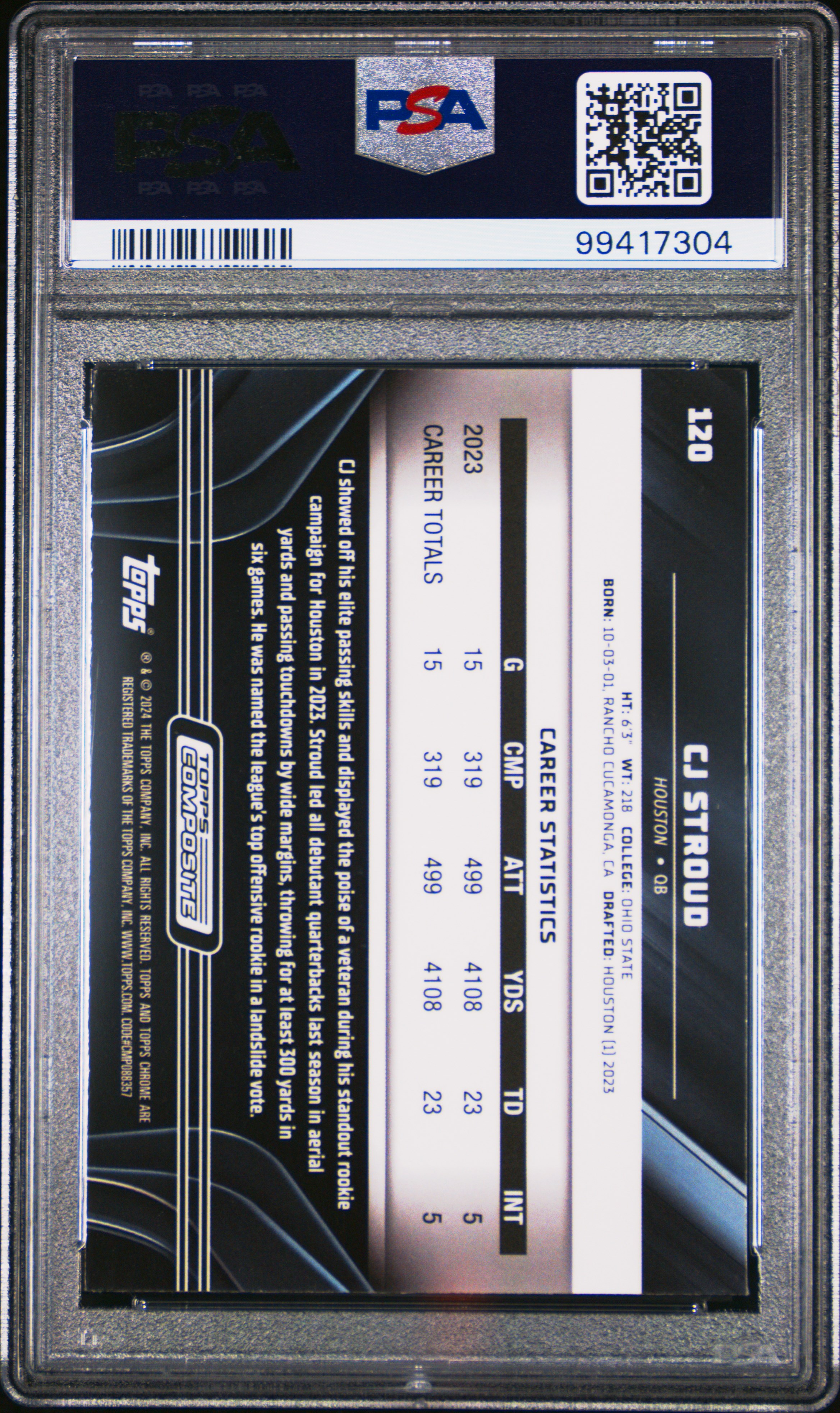 2023 Topps Composite Cj Stroud #120 Mint 9 back