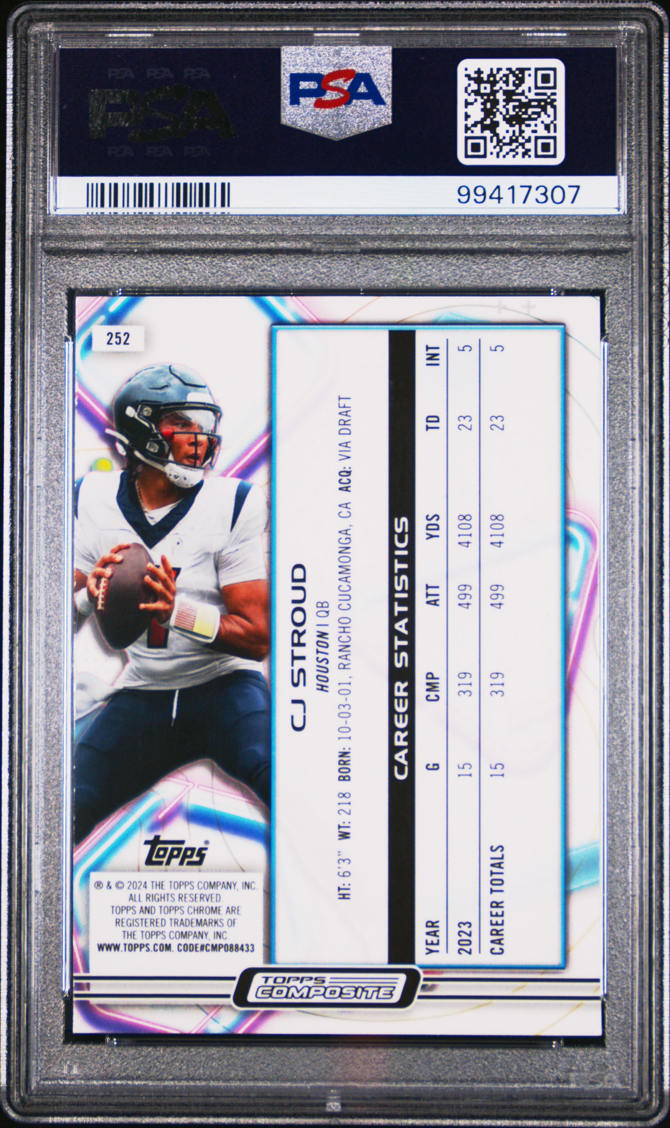 2023 Topps Composite Cj Stroud #252 Gem Mt 10 back