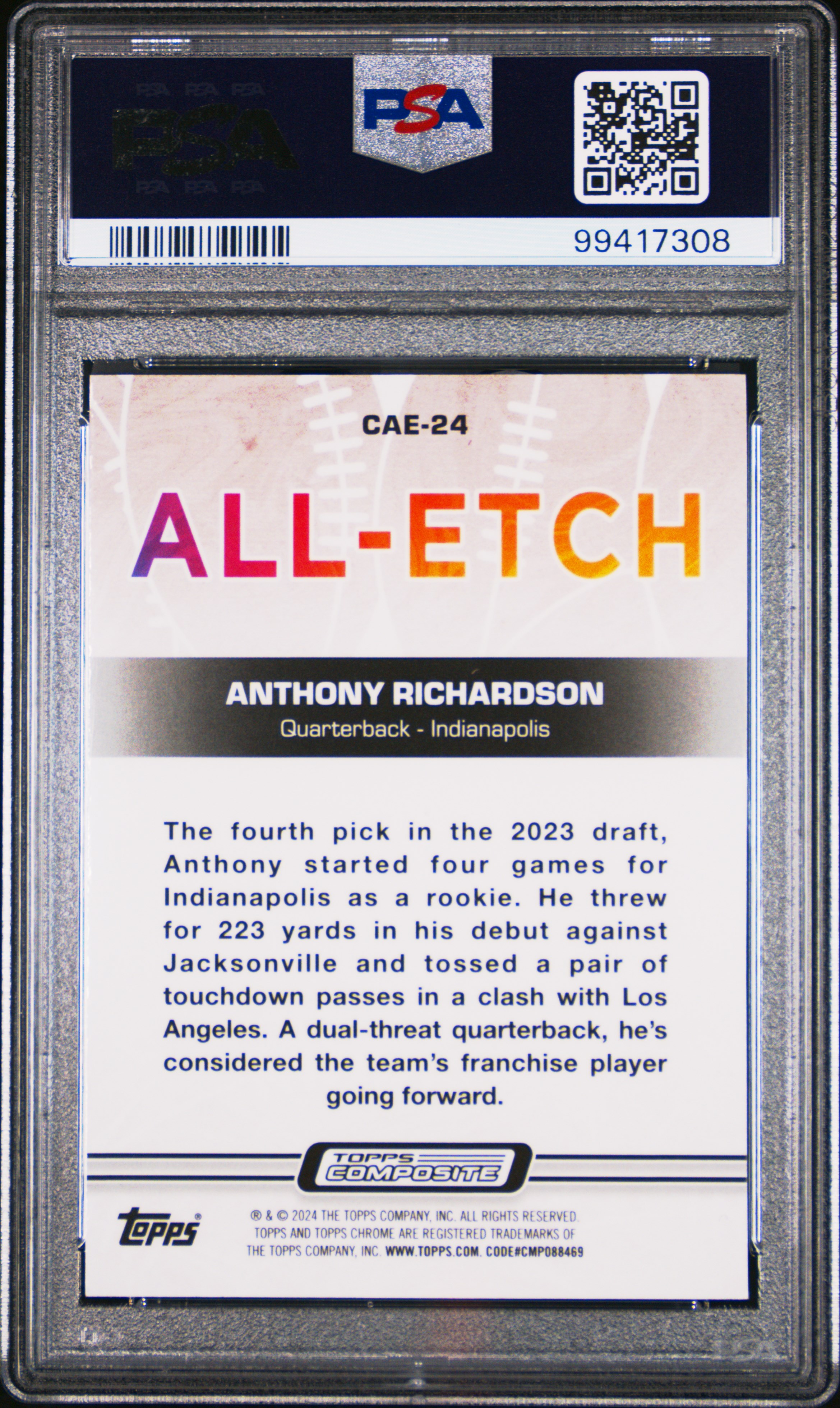 2023 Topps Composite Chrome All-Etch Anthony Richardson #Cae24 Gem Mt 10 back