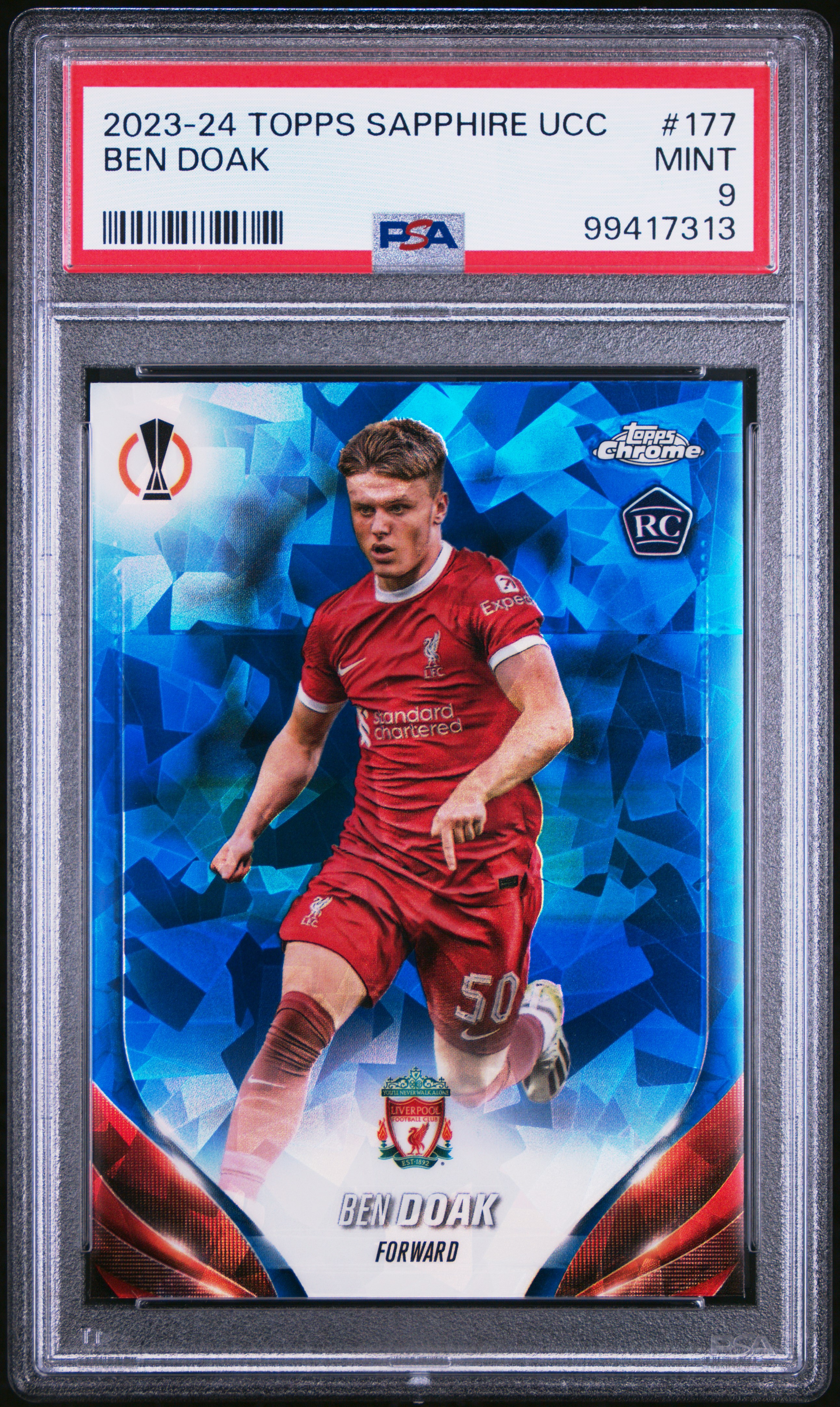 2023-24 Topps Chrome Sapphire Edition Uefa Club Competitions Ben Doak #177 Mint 9 front
