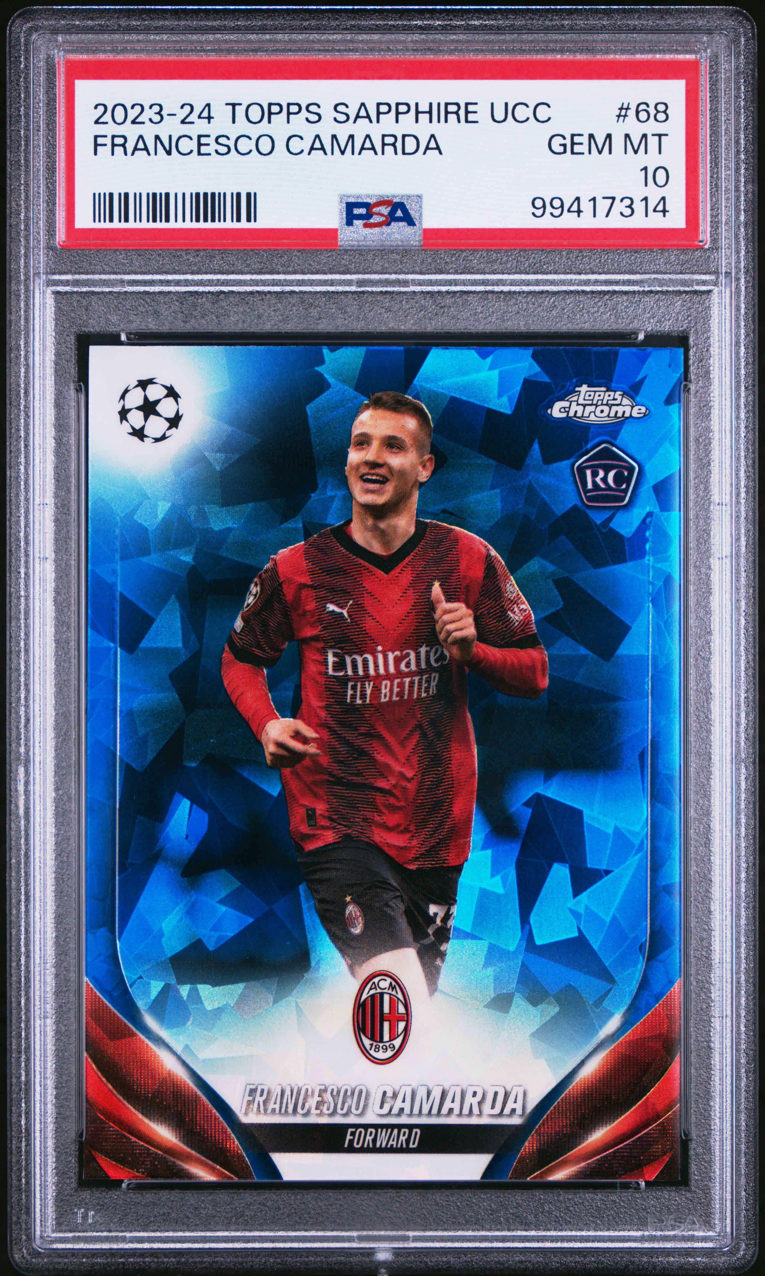 2023-24 Topps Chrome Sapphire Edition Uefa Club Competitions Francesco Camarda #68 Gem Mt 10 front